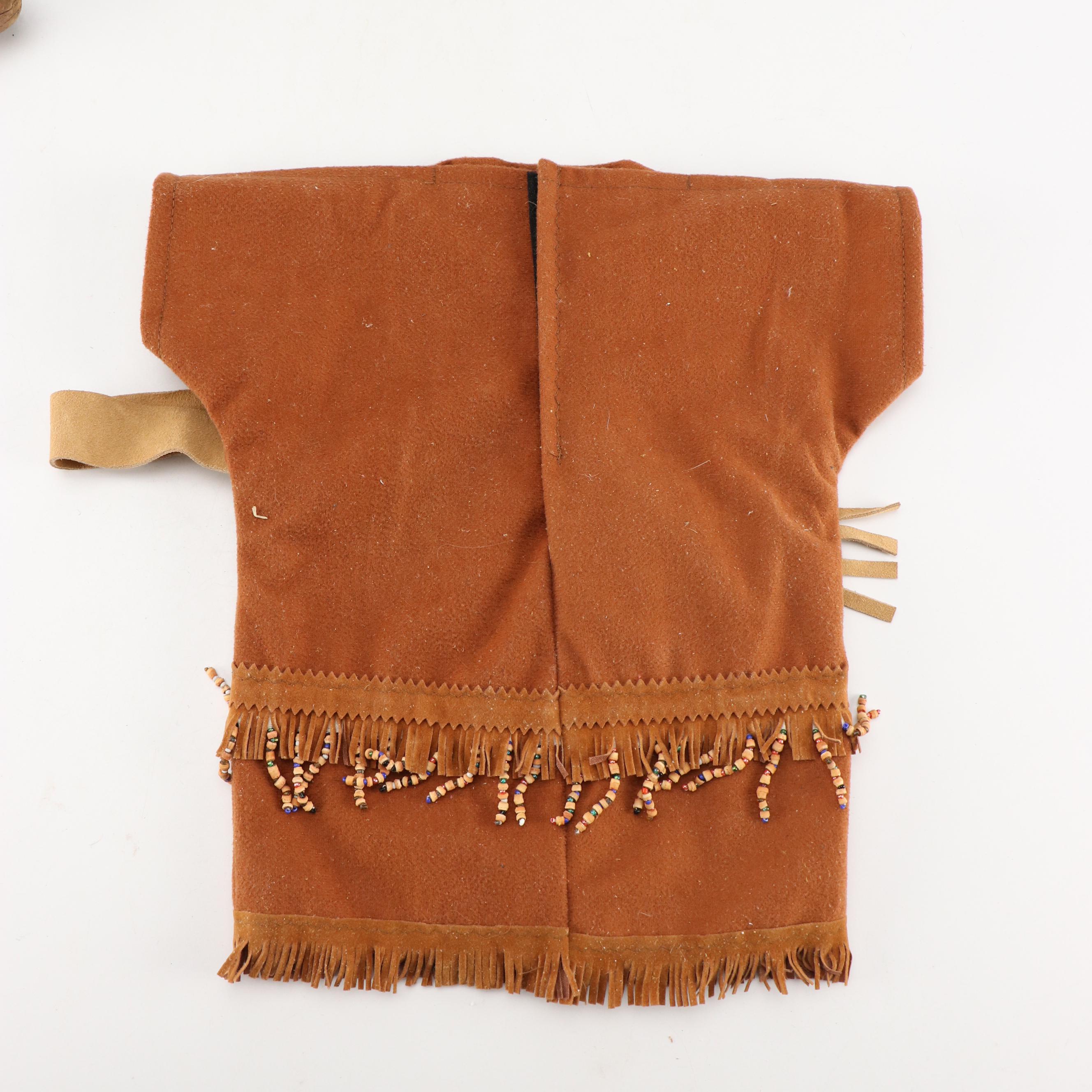 Hand-Crafted Gourd & Hide Rattles, Souvenir Buckskin Shirt, Basket, and More