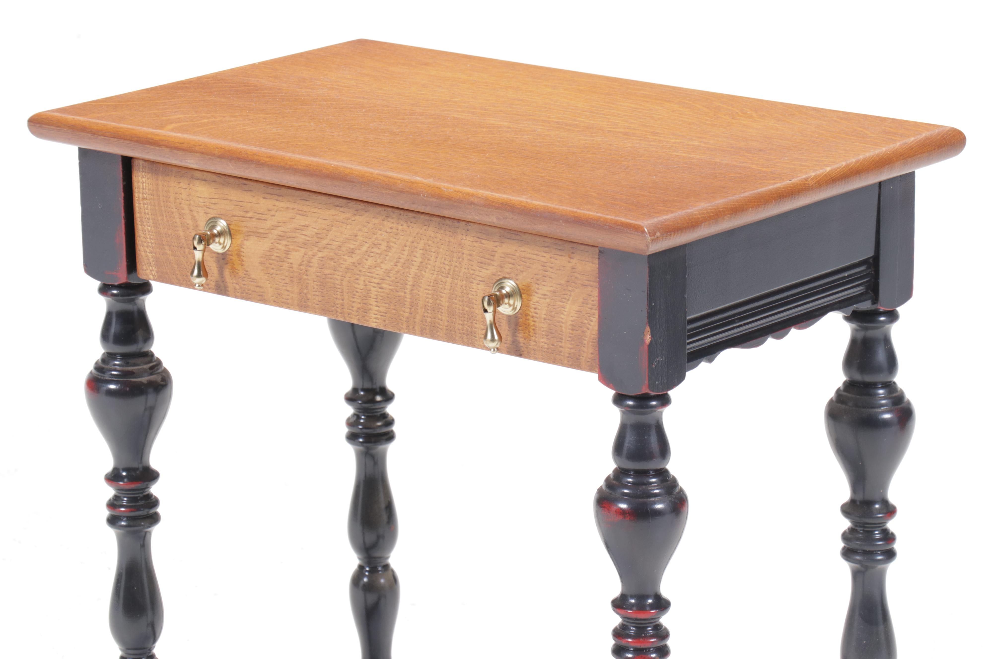 William and Mary Style Parcel-Painted Wood Single-Drawer Stand