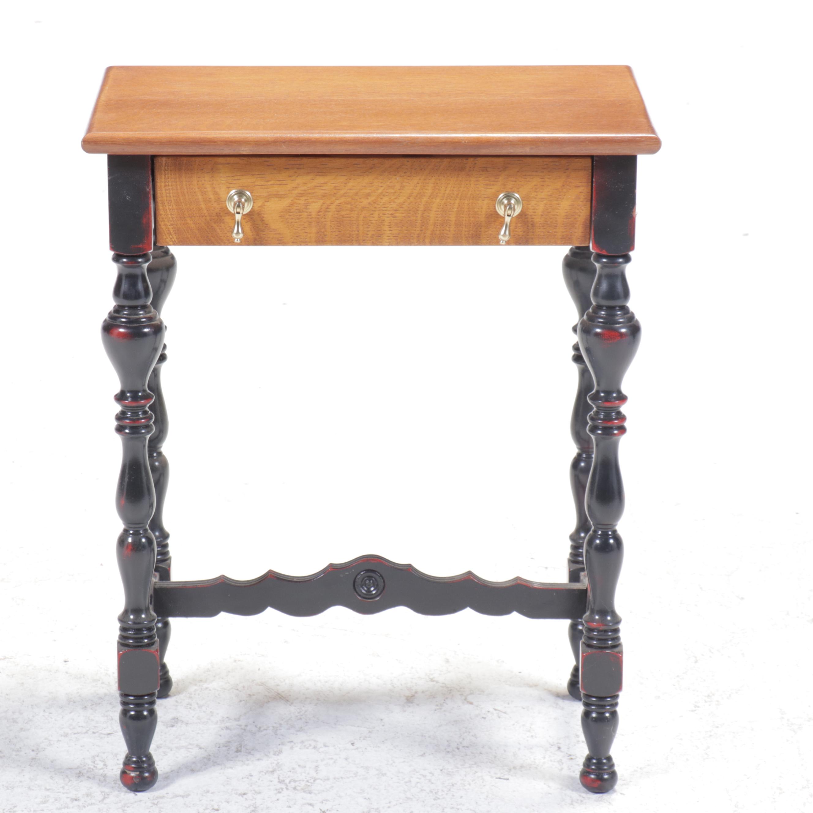 William and Mary Style Parcel-Painted Wood Single-Drawer Stand