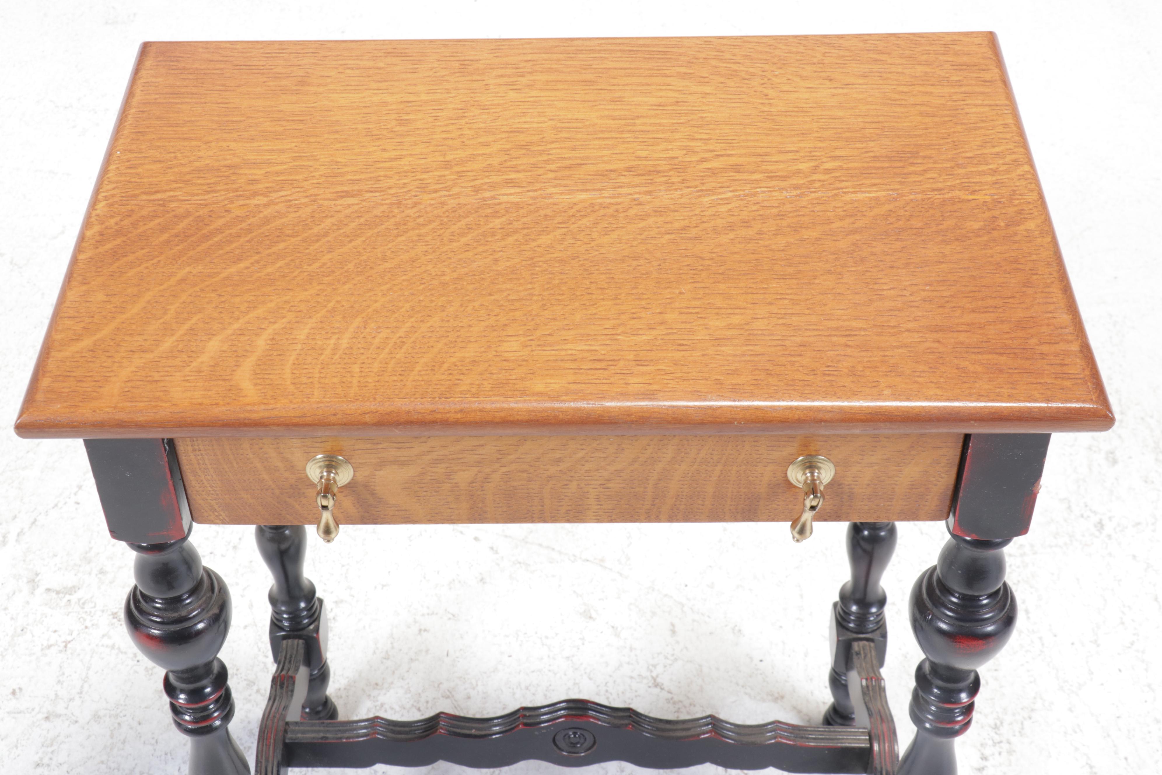 William and Mary Style Parcel-Painted Wood Single-Drawer Stand