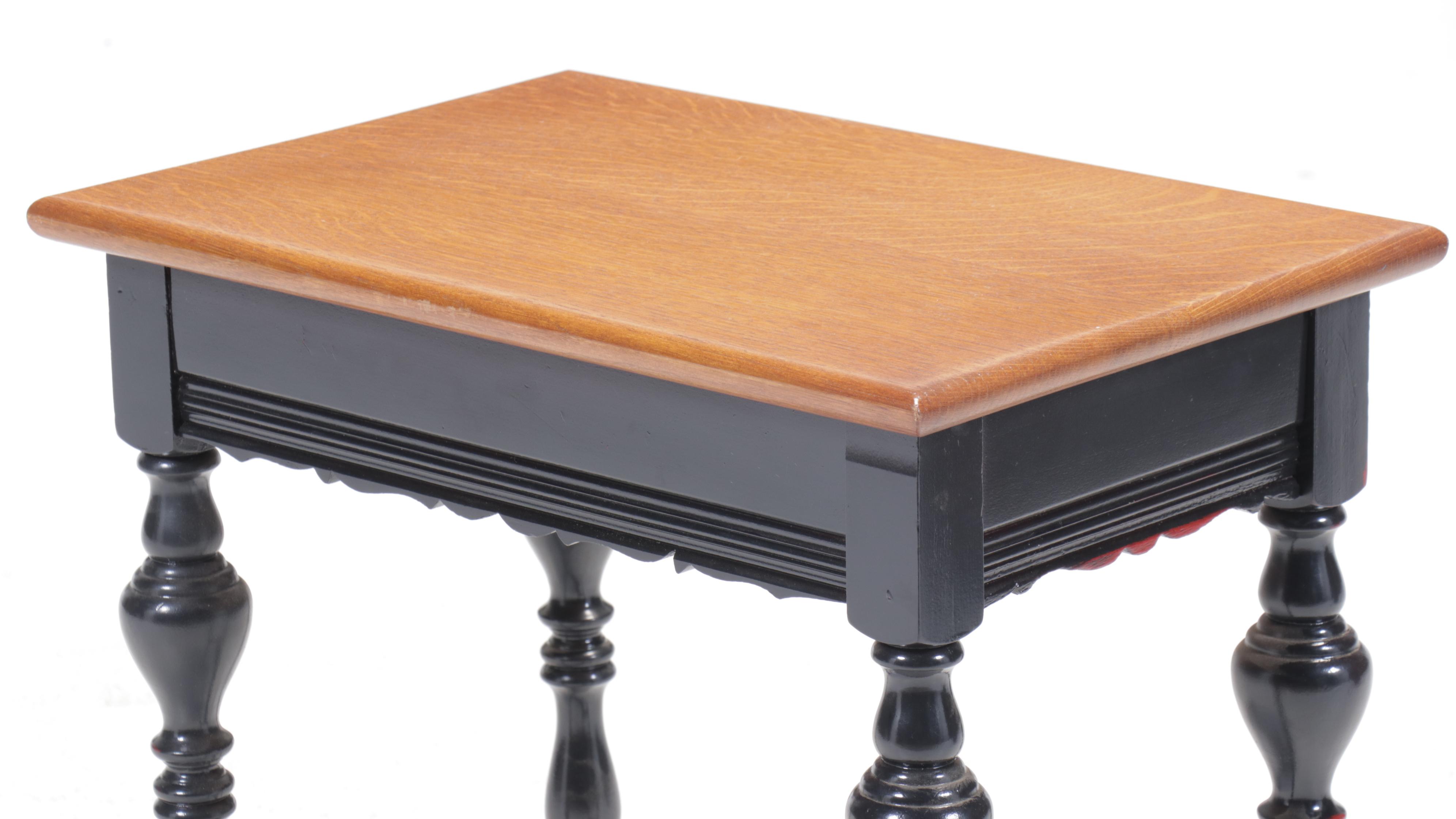 William and Mary Style Parcel-Painted Wood Single-Drawer Stand