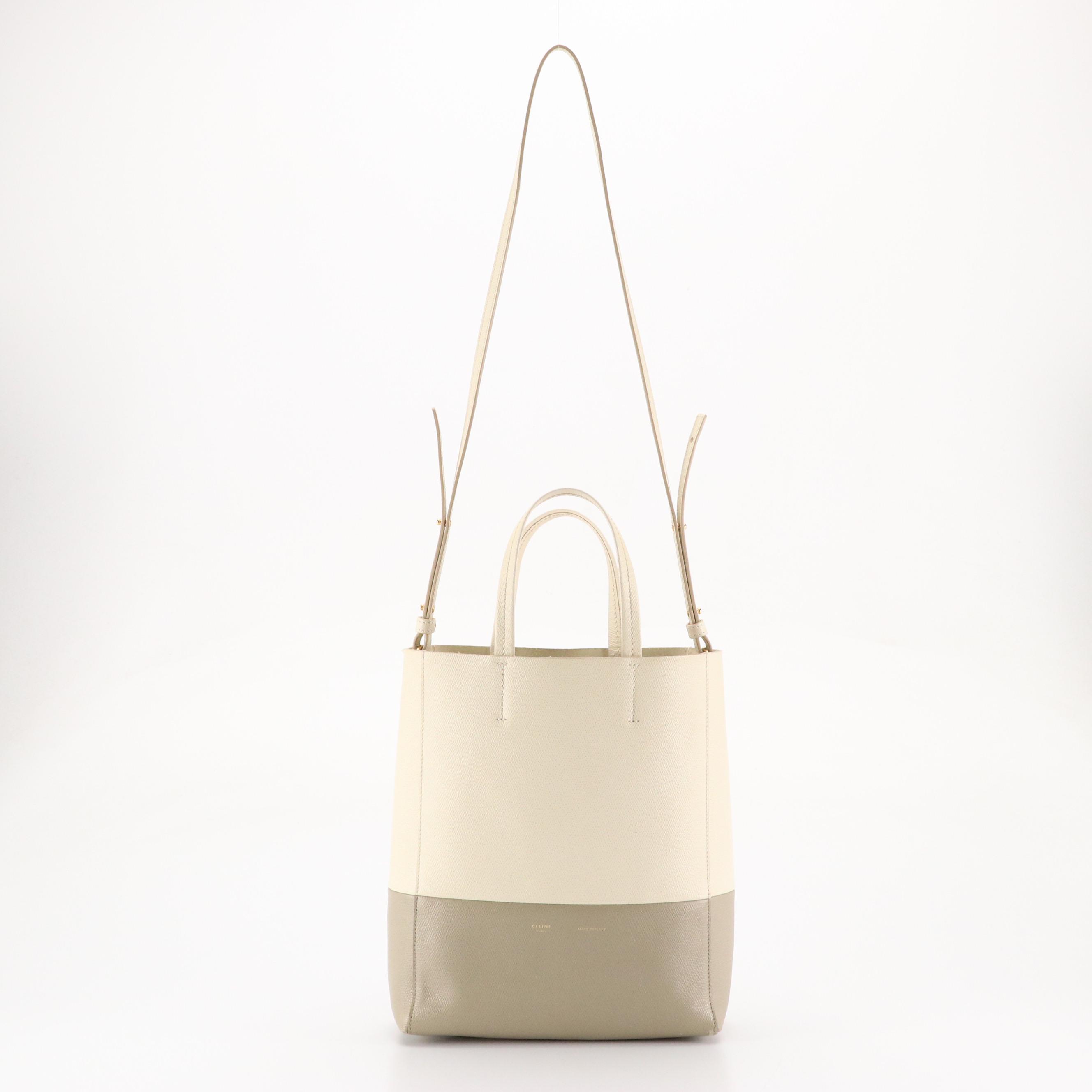 Céline Vertical Two-Way Tote in Bicolor Grained Calfskin Leather