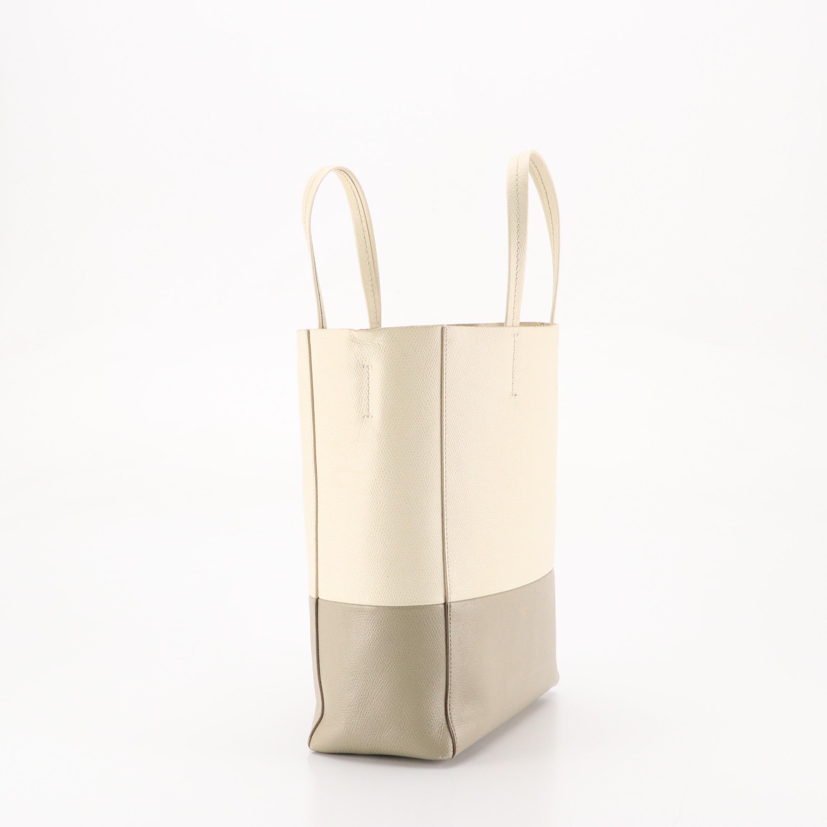 Céline Vertical Two-Way Tote in Bicolor Grained Calfskin Leather
