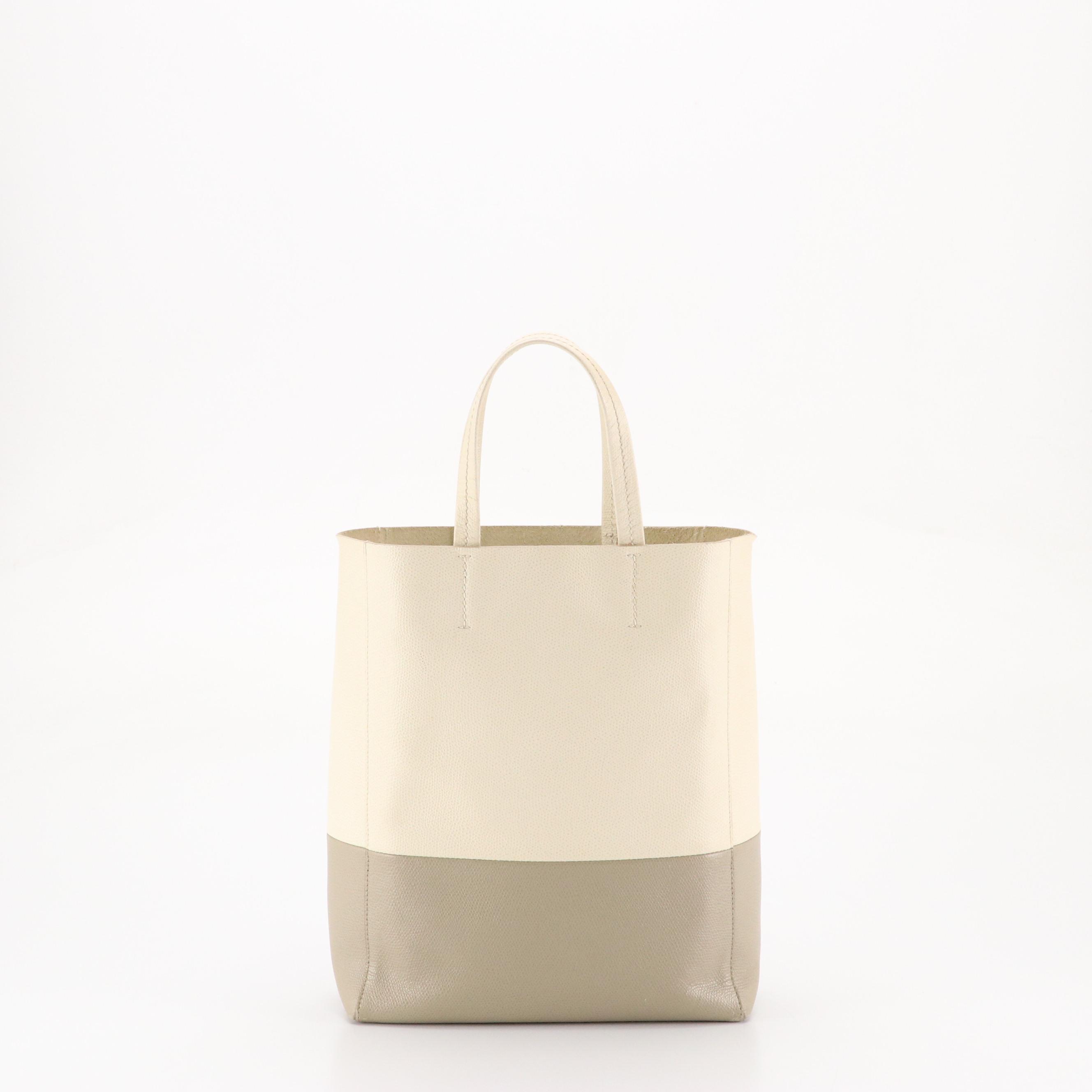 Céline Vertical Two-Way Tote in Bicolor Grained Calfskin Leather
