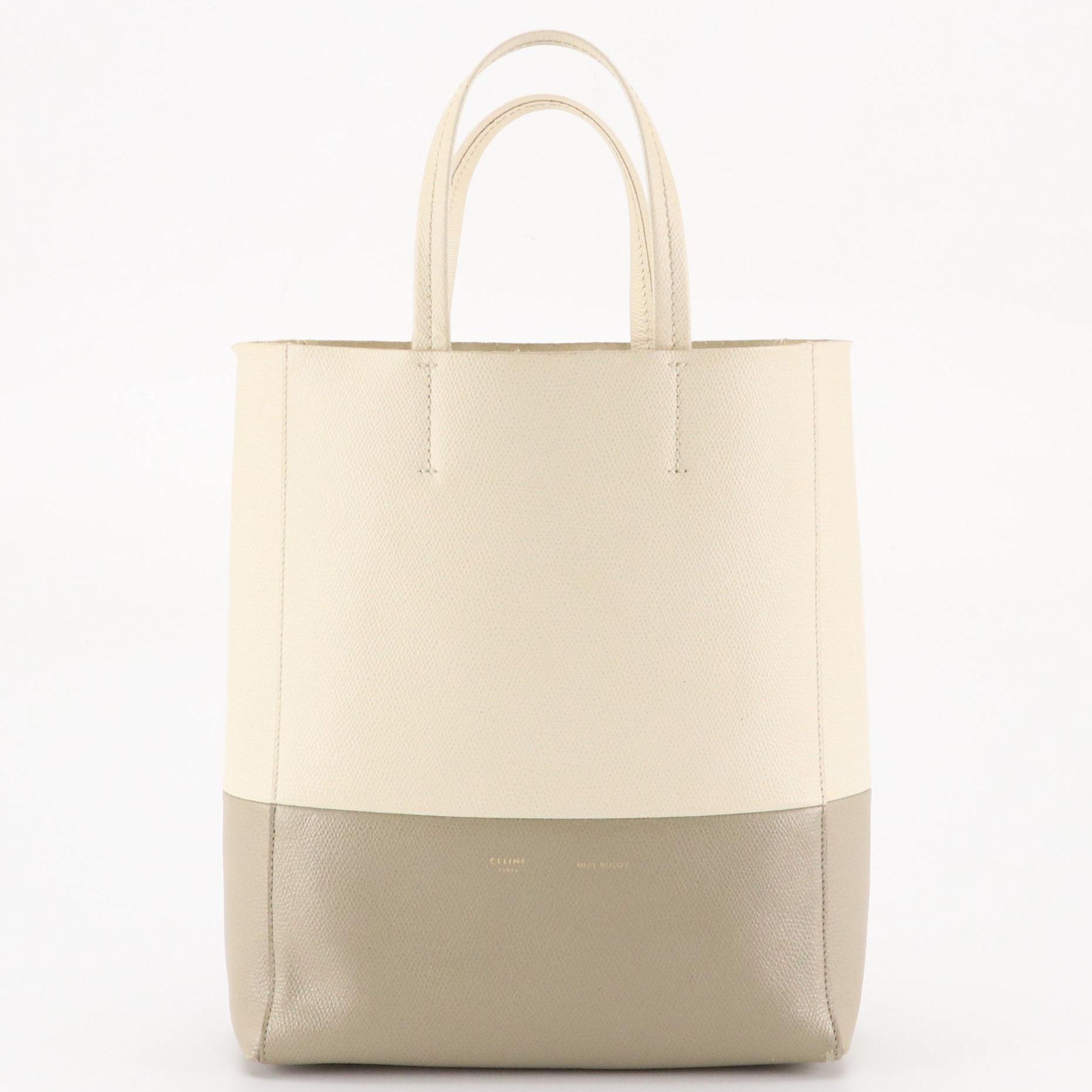 Céline Vertical Two-Way Tote in Bicolor Grained Calfskin Leather