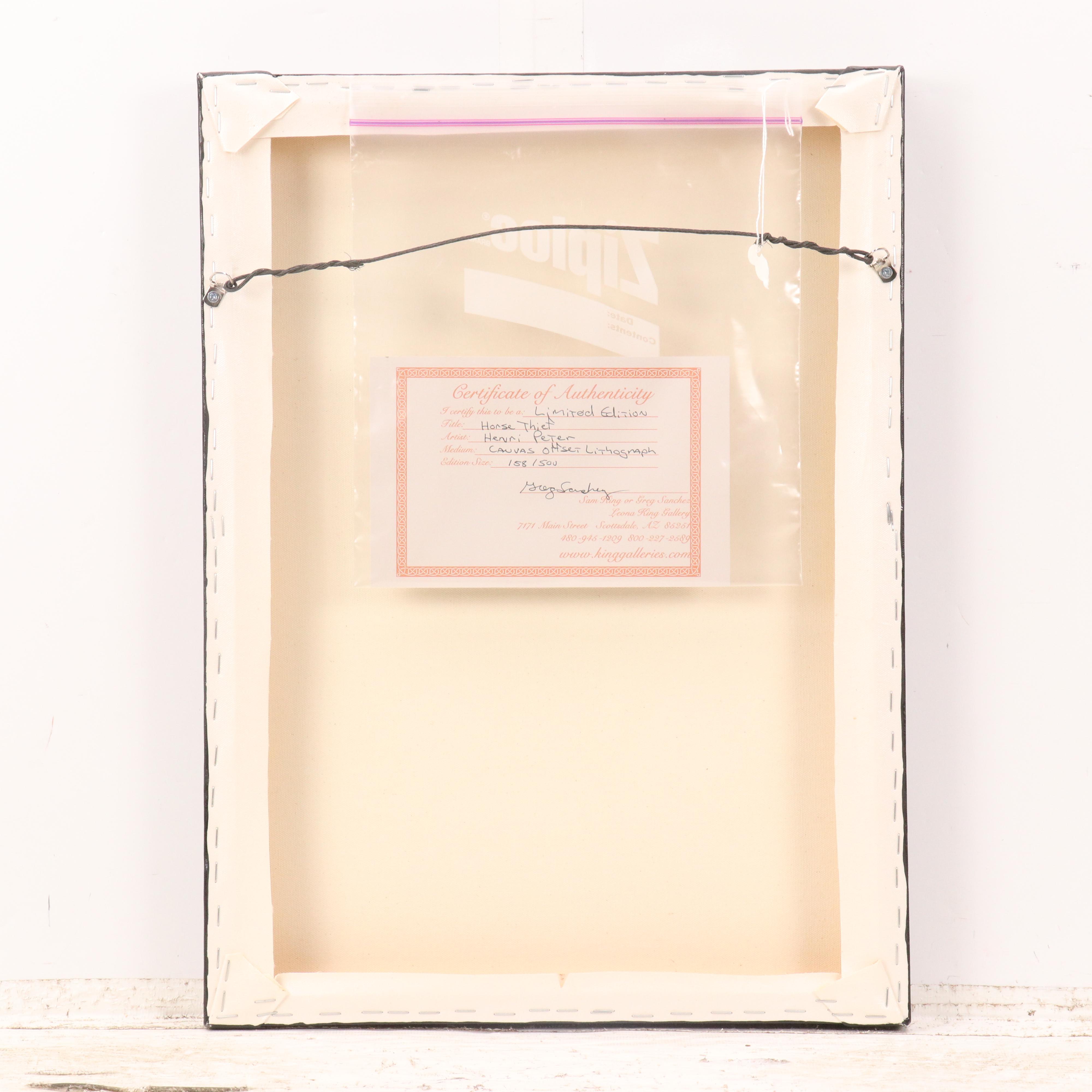 Henri Peter Offset Lithograph "Horse Thief"