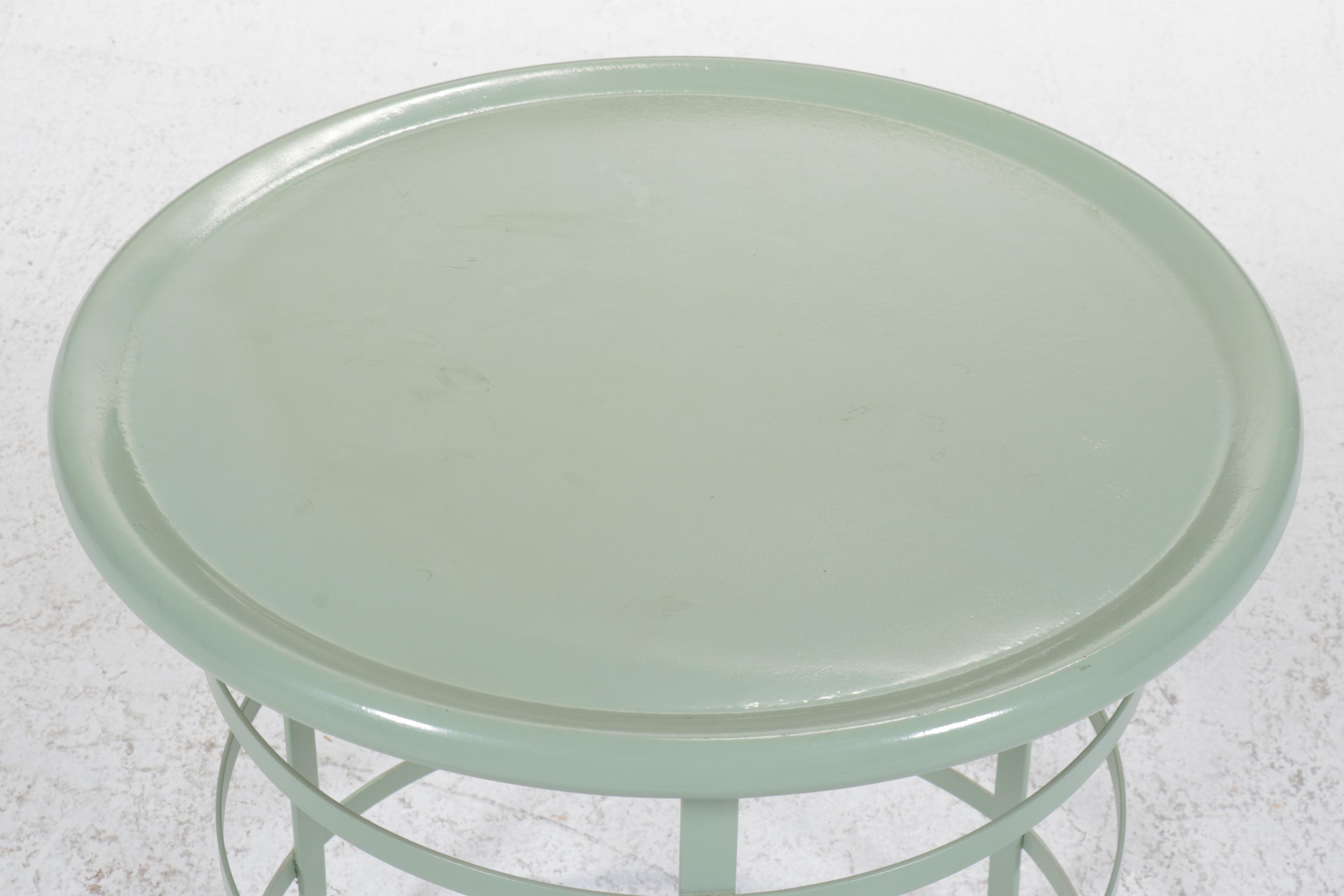 Mint Green-Painted Metal End Table