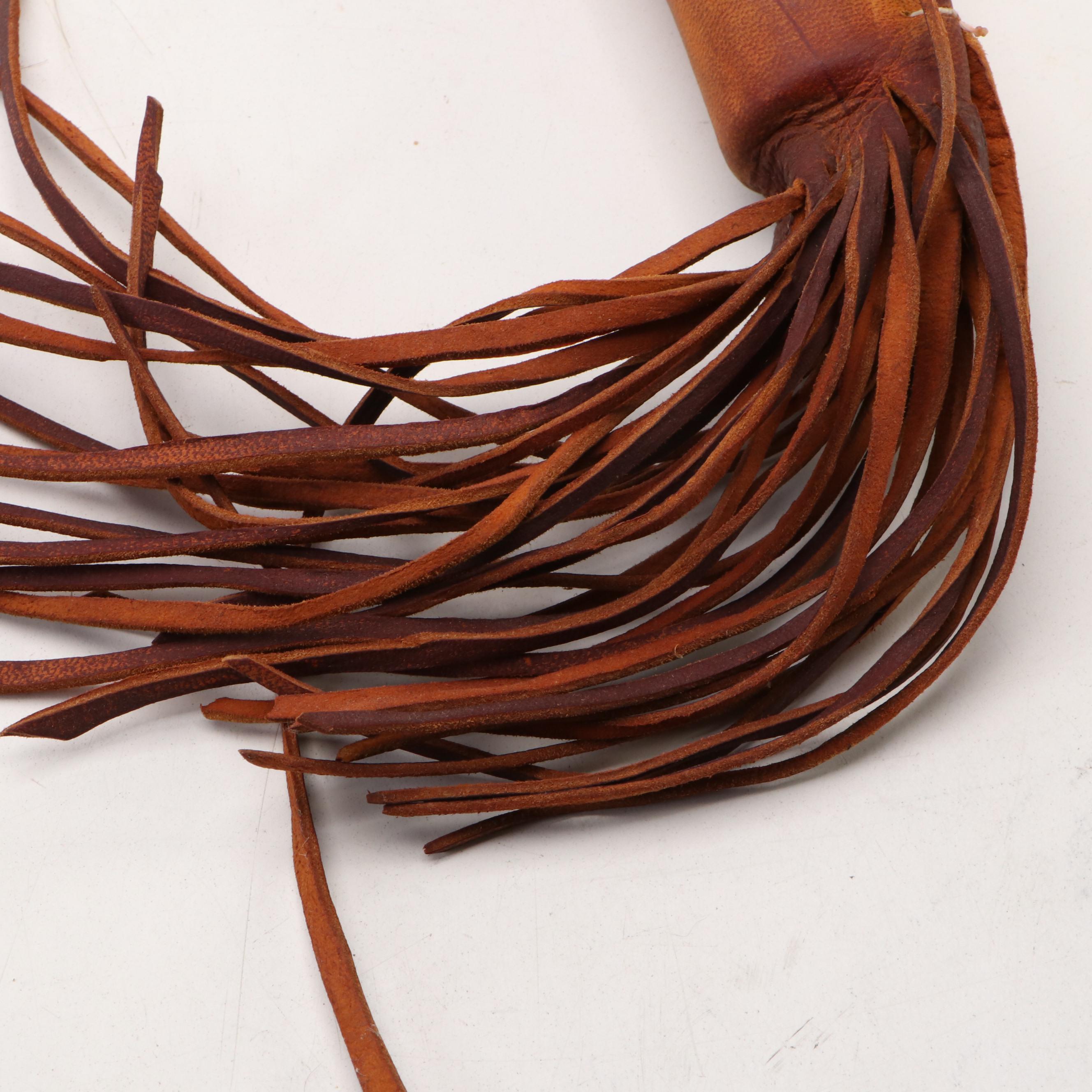 Stone Head Souvenir War Club with Stone Tomahawk and Bison Jawbone