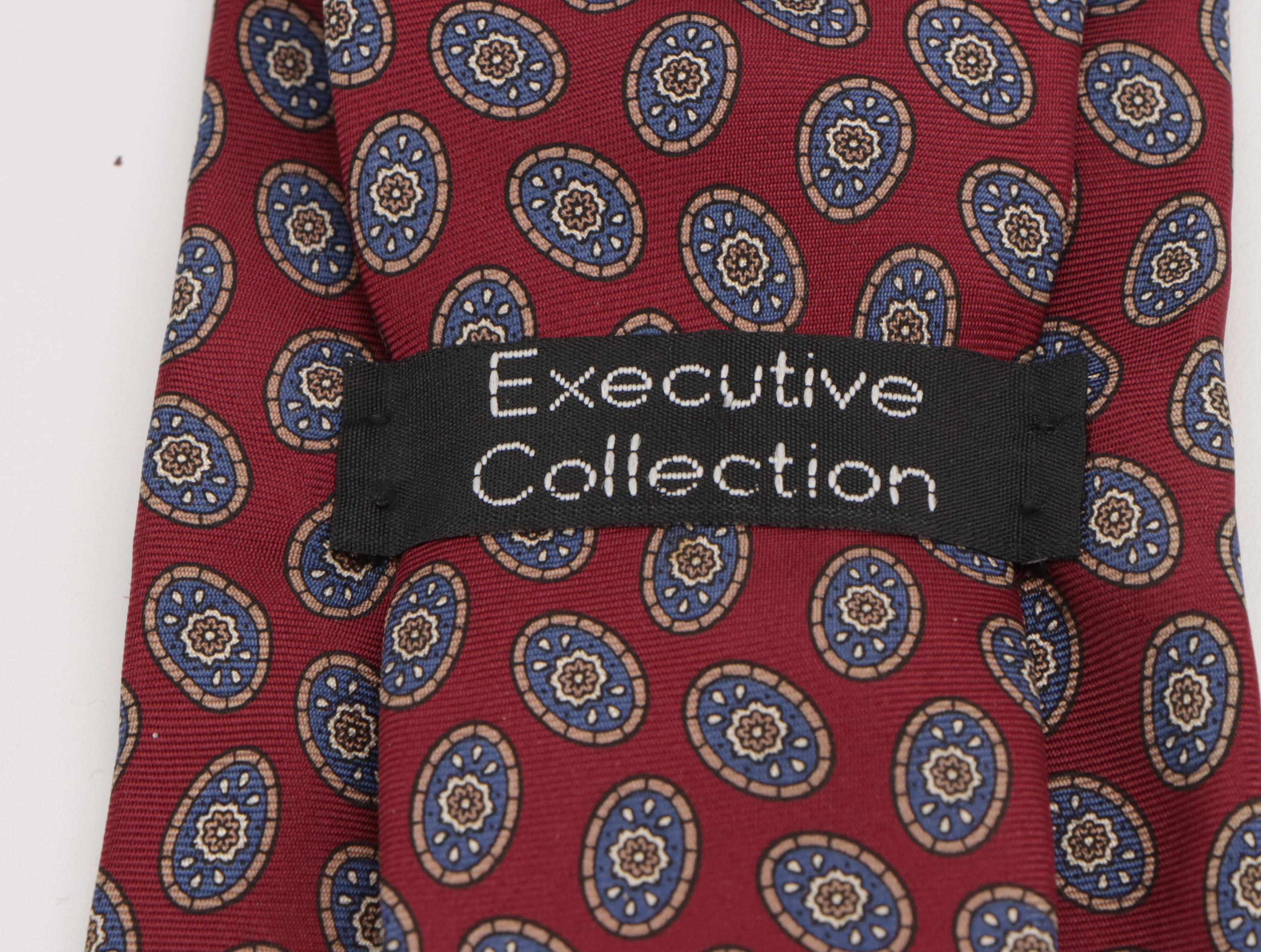 Assorted Vintage Patterned Neckties Featuring Yves Saint Laurent, DKNY, and More