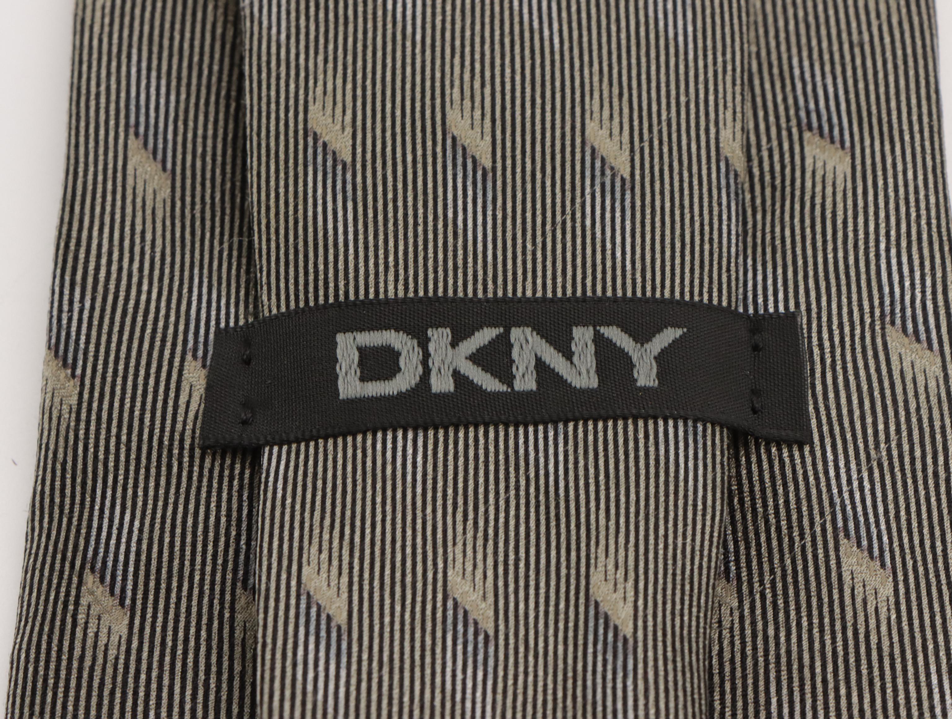 Assorted Vintage Patterned Neckties Featuring Yves Saint Laurent, DKNY, and More
