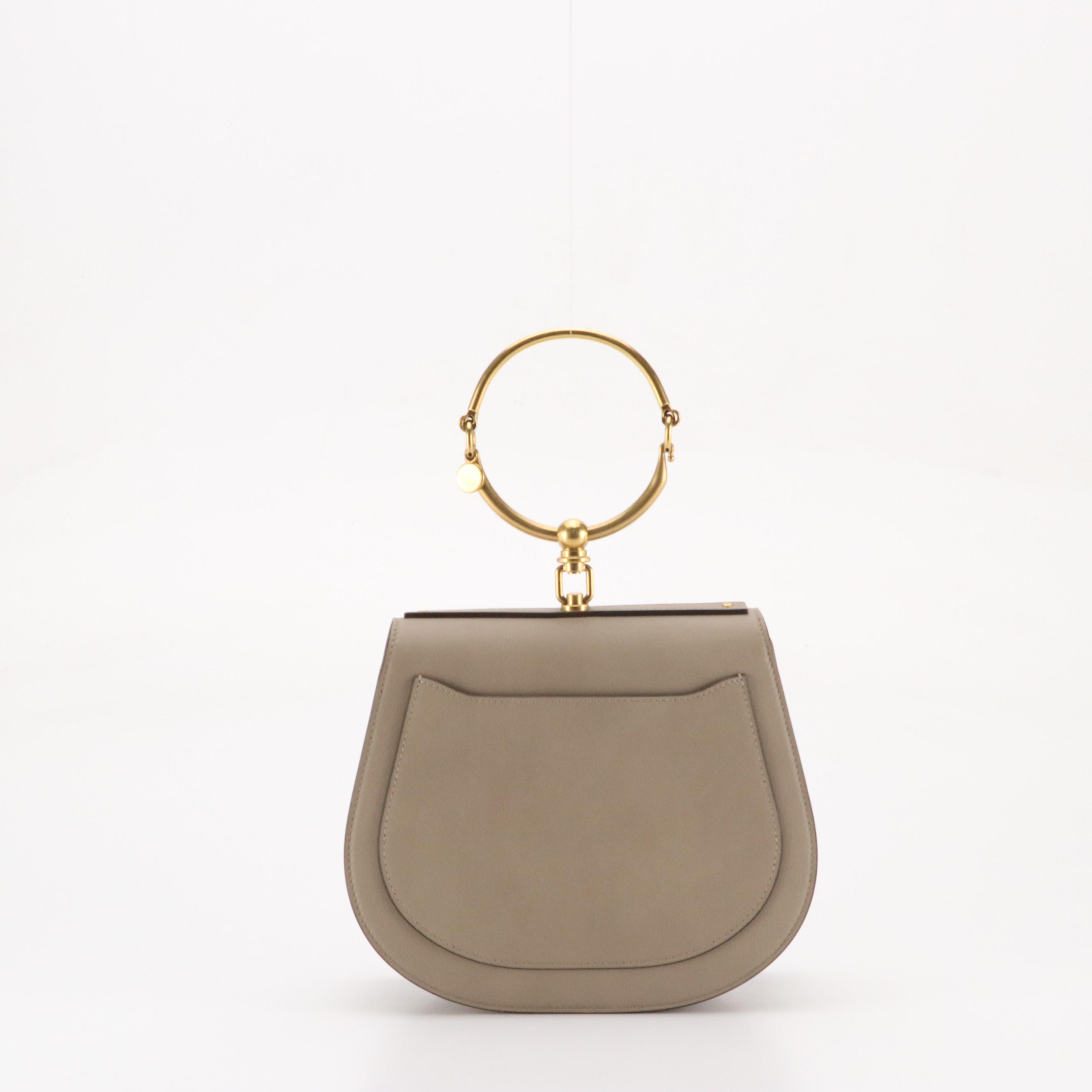 Chloé Medium Nile Bracelet Bag in Motty Grey Leather/Suede
