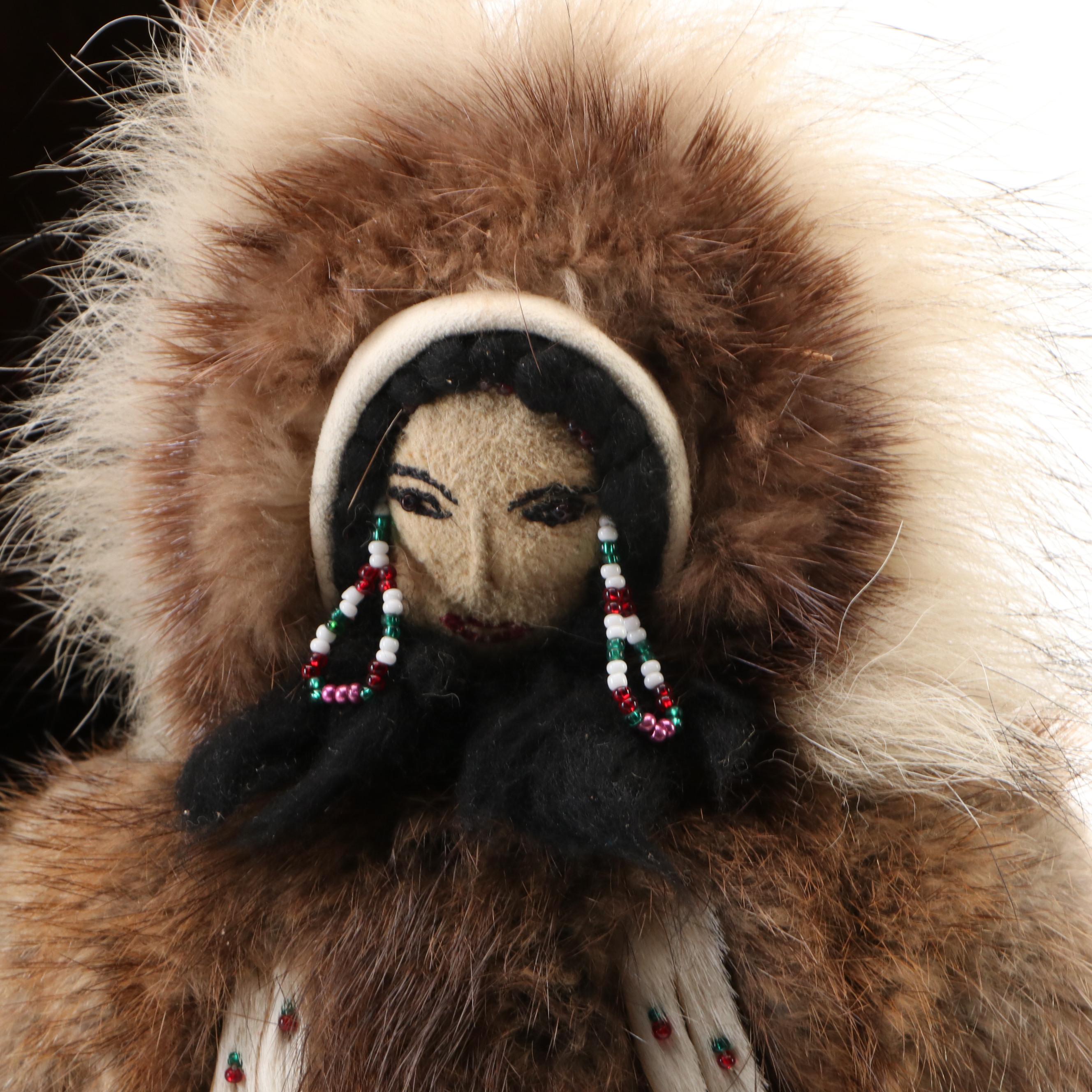 Artisan Made Folk Art Native American Maiden Cloth Doll with Teepee