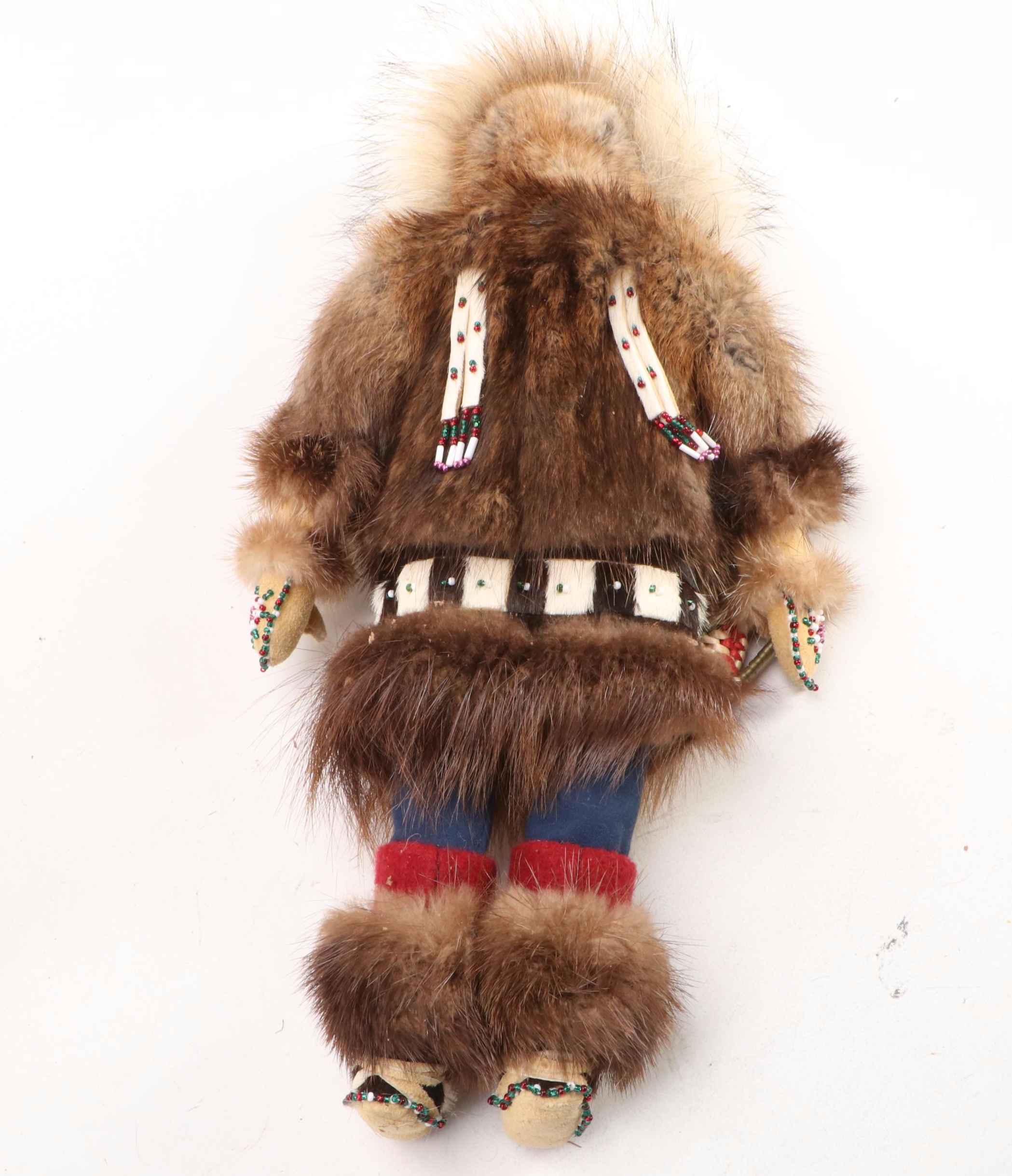 Artisan Made Folk Art Native American Maiden Cloth Doll with Teepee