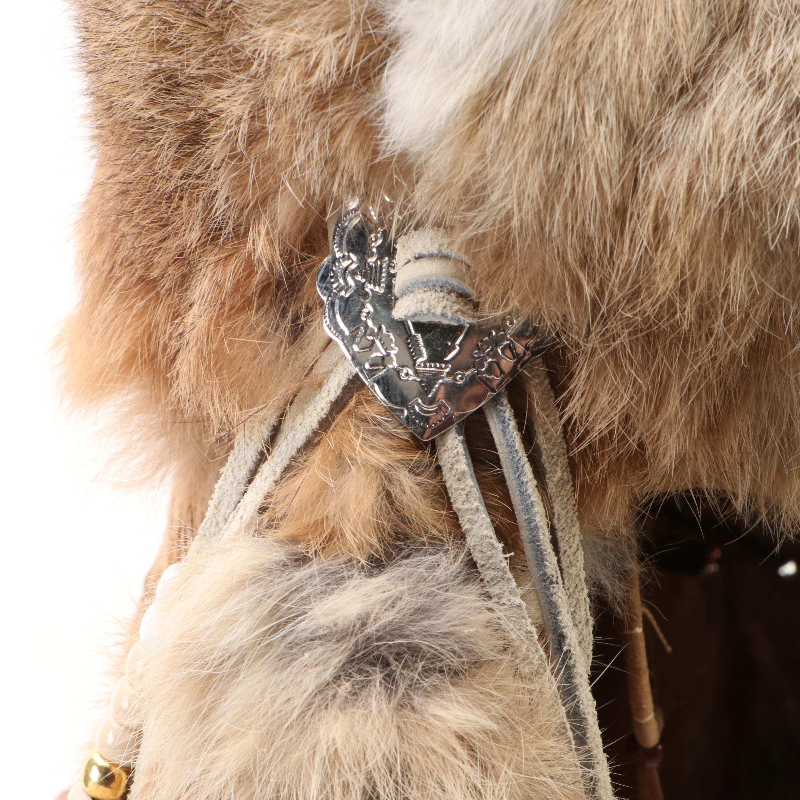 Artisan Made Folk Art Native American Maiden Cloth Doll with Teepee