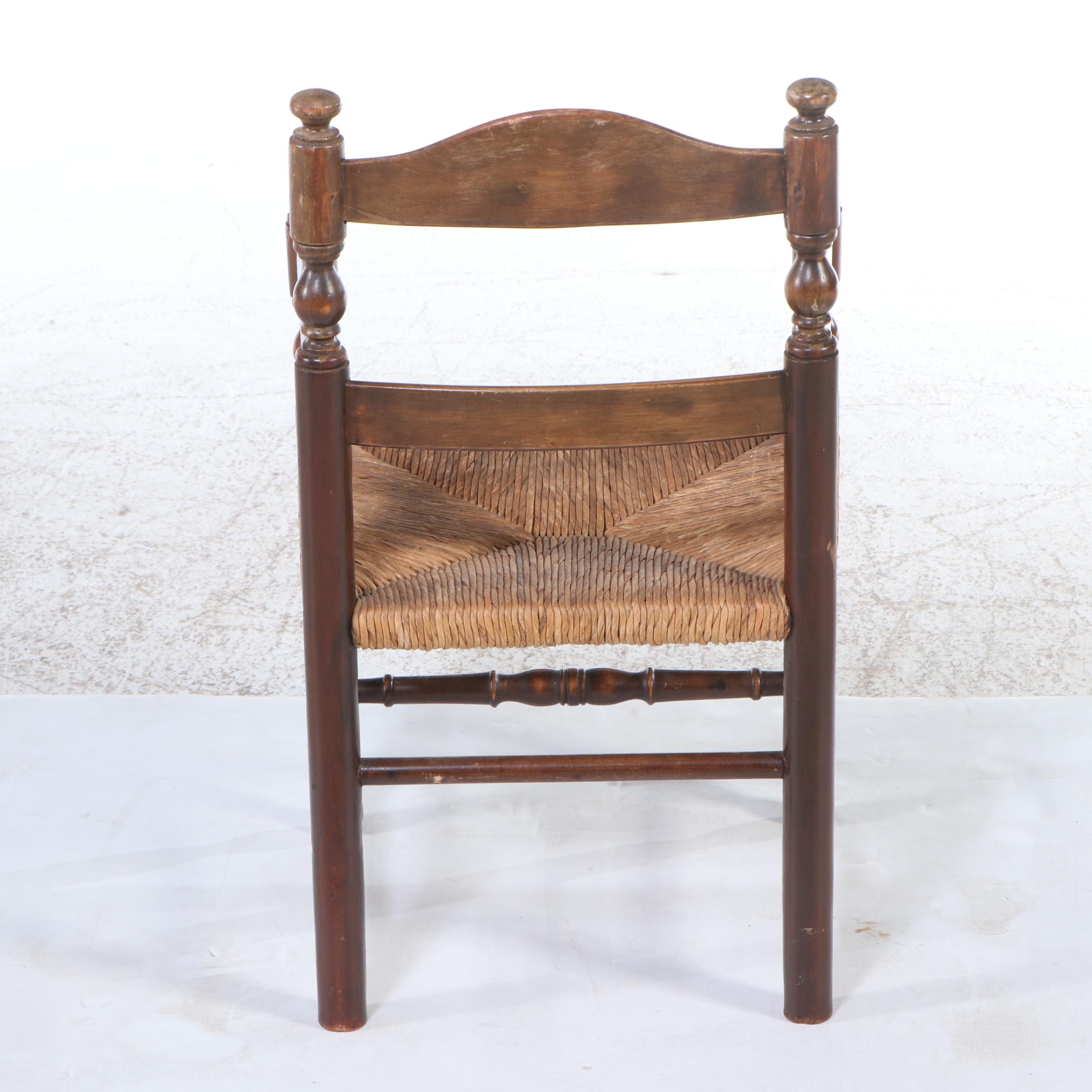 Colonial Style Ladder-Back Armchair with Rush Seat
