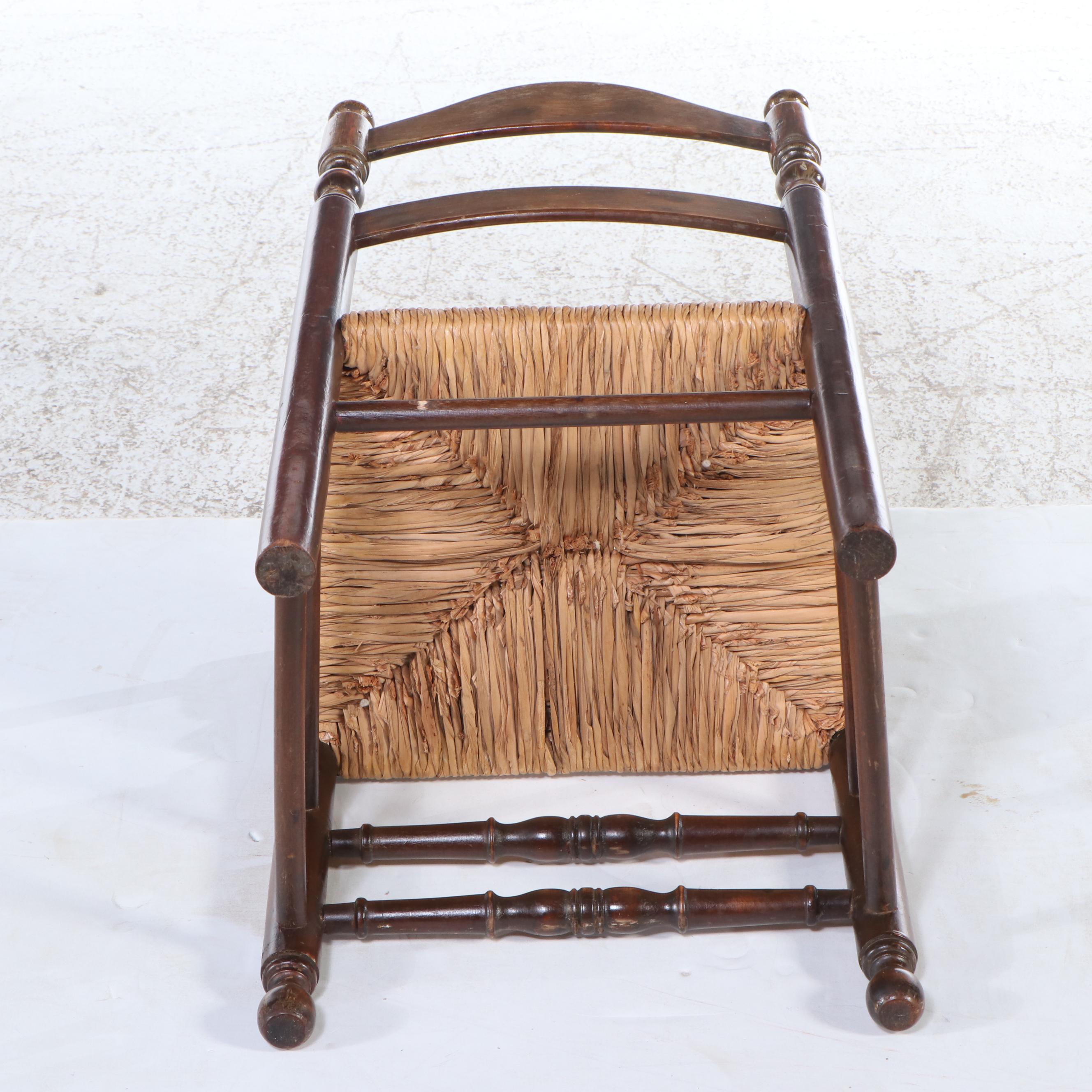 Colonial Style Ladder-Back Armchair with Rush Seat