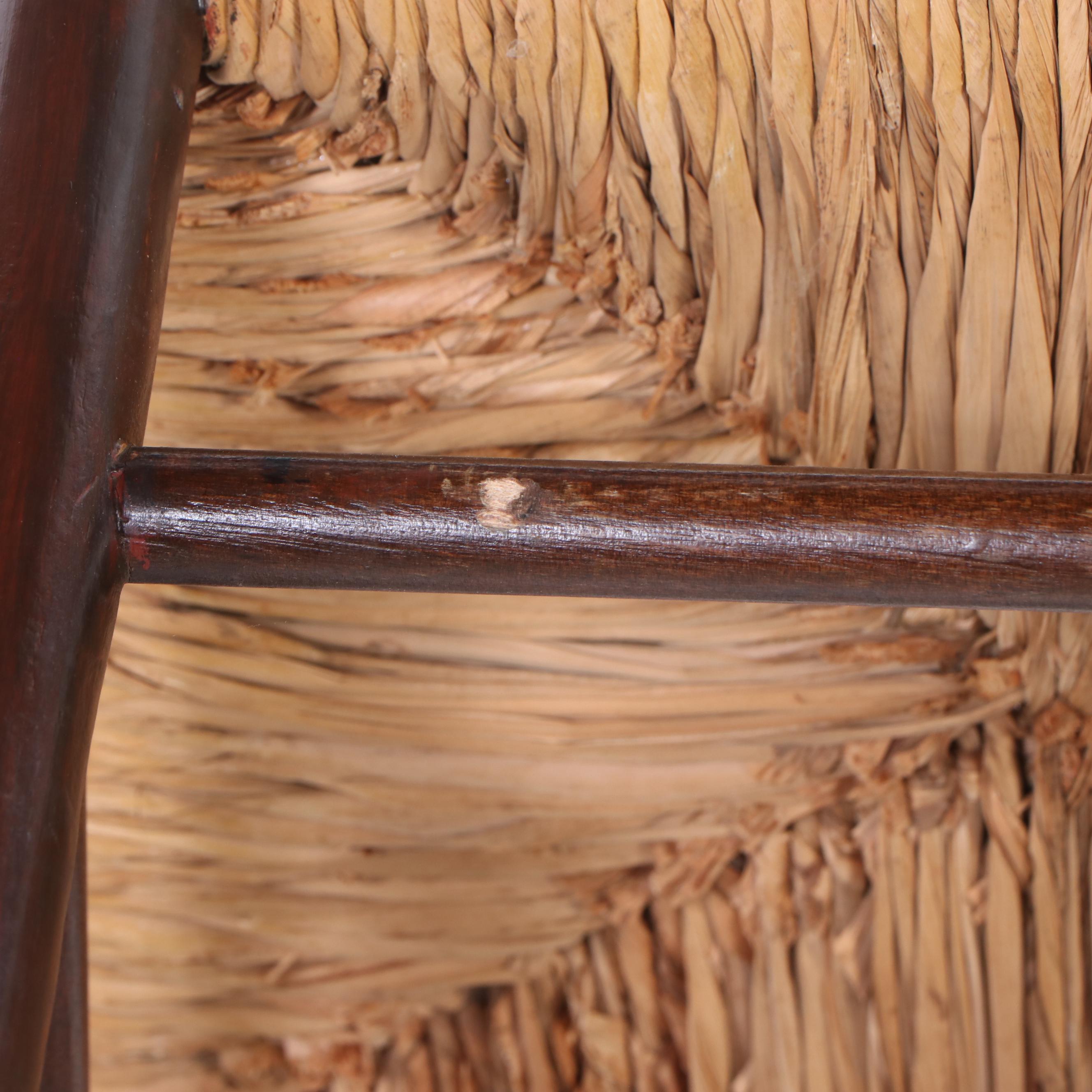 Colonial Style Ladder-Back Armchair with Rush Seat