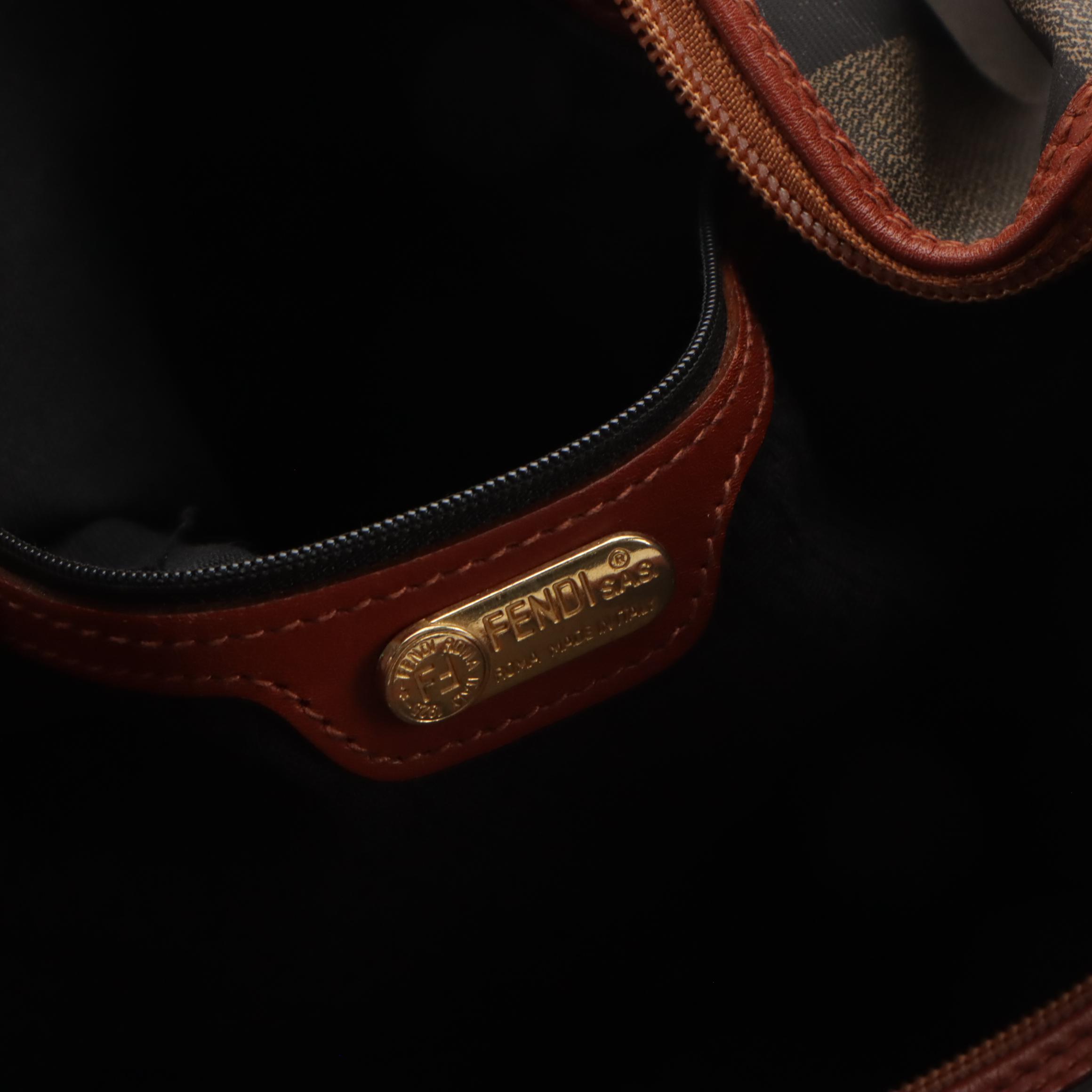 Fendi Small Duffle Bag in Pequin Strip Canvas and Leather