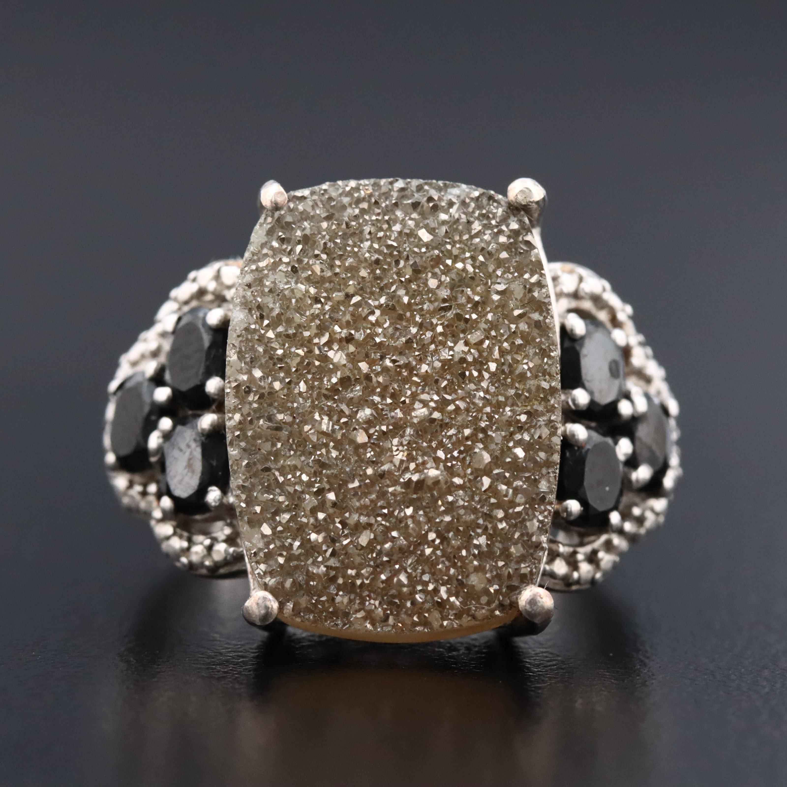 Sterling Druzy and CZ Ring