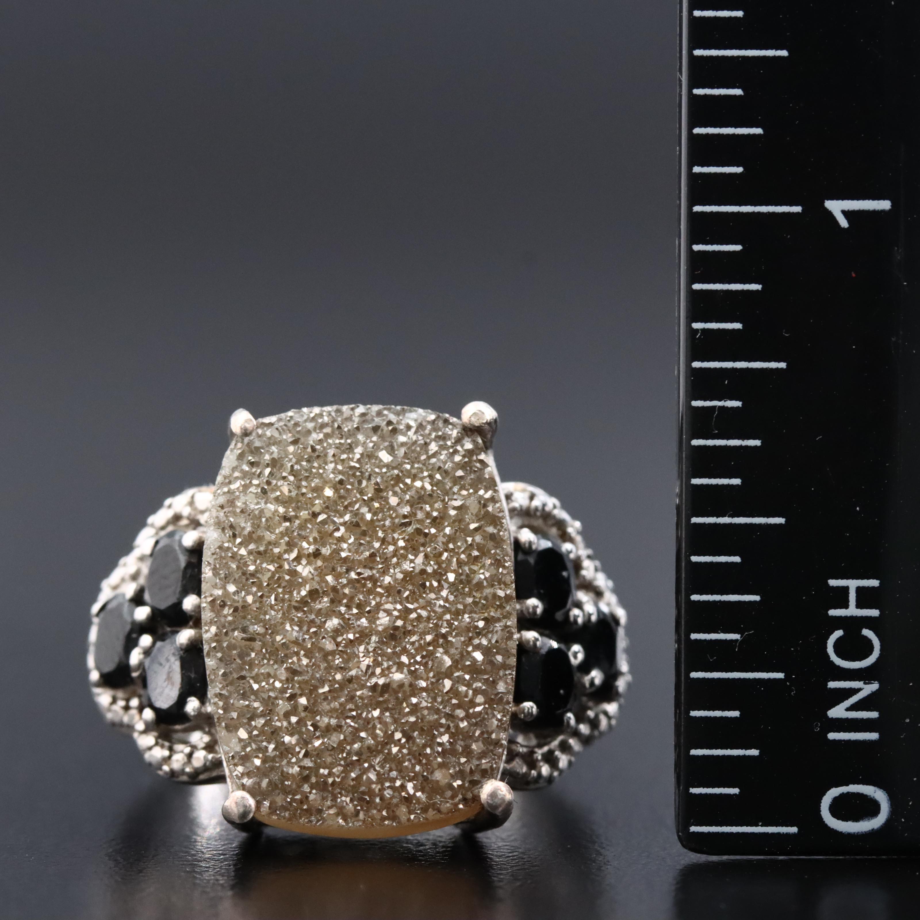 Sterling Druzy and CZ Ring