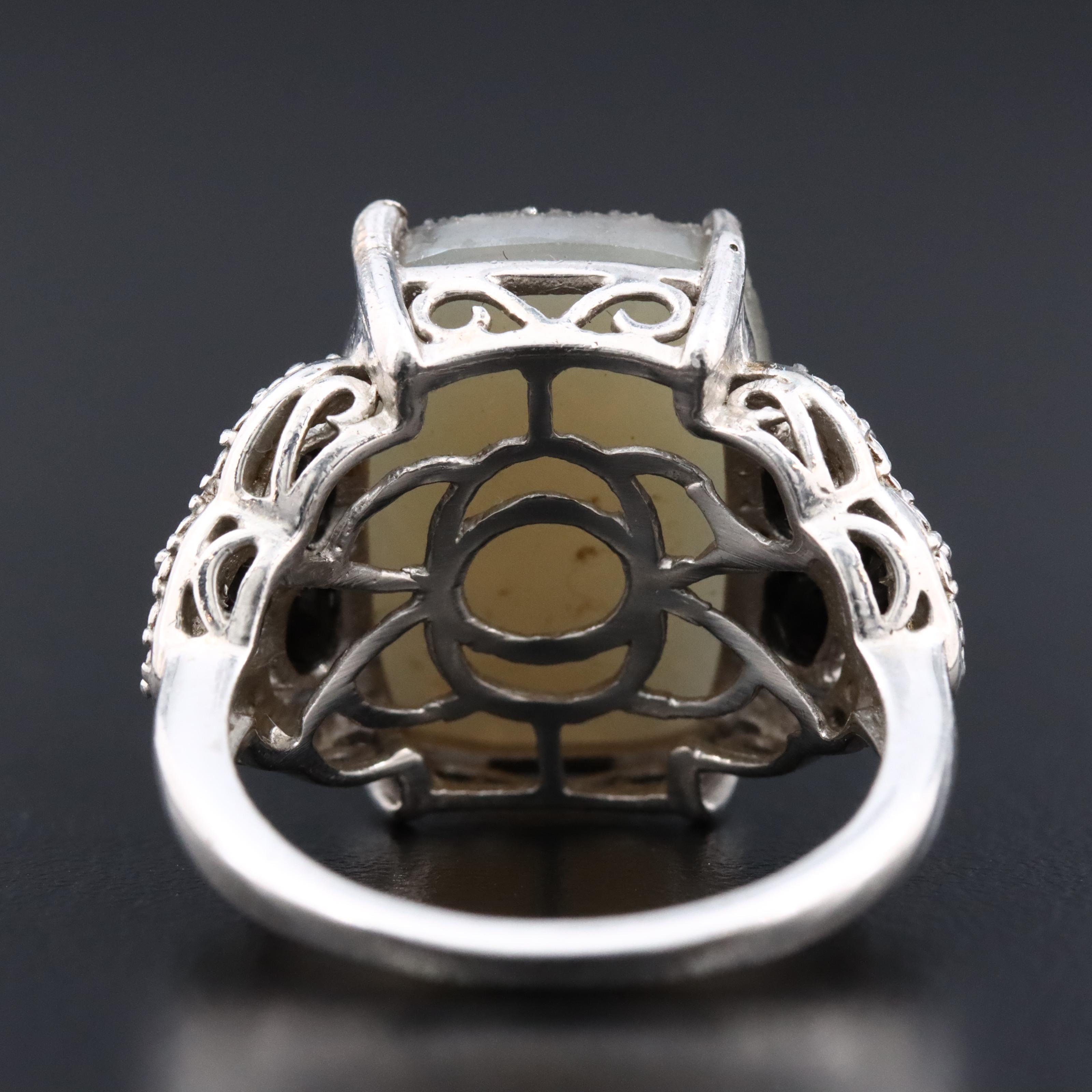 Sterling Druzy and CZ Ring