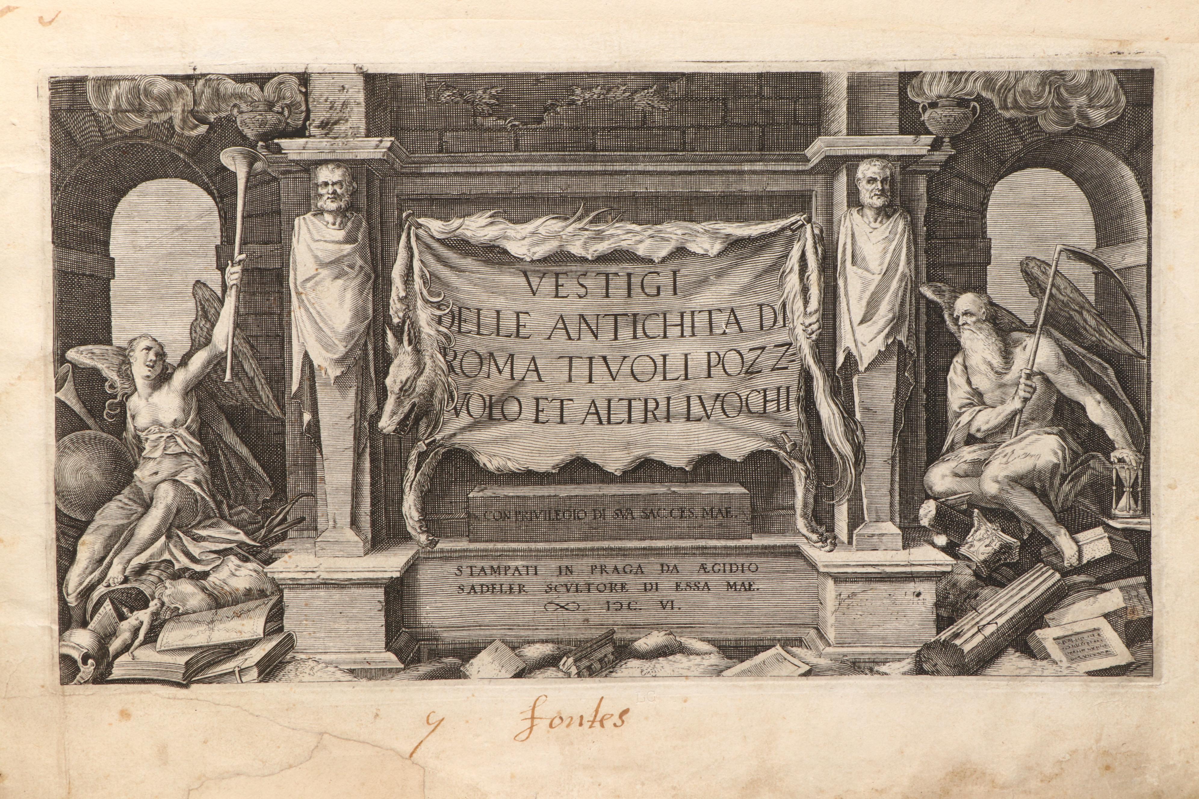 "Vestigi delle antichita di Roma, Tiuoli, Pozzuolo" by Marco Sadeler, 1606