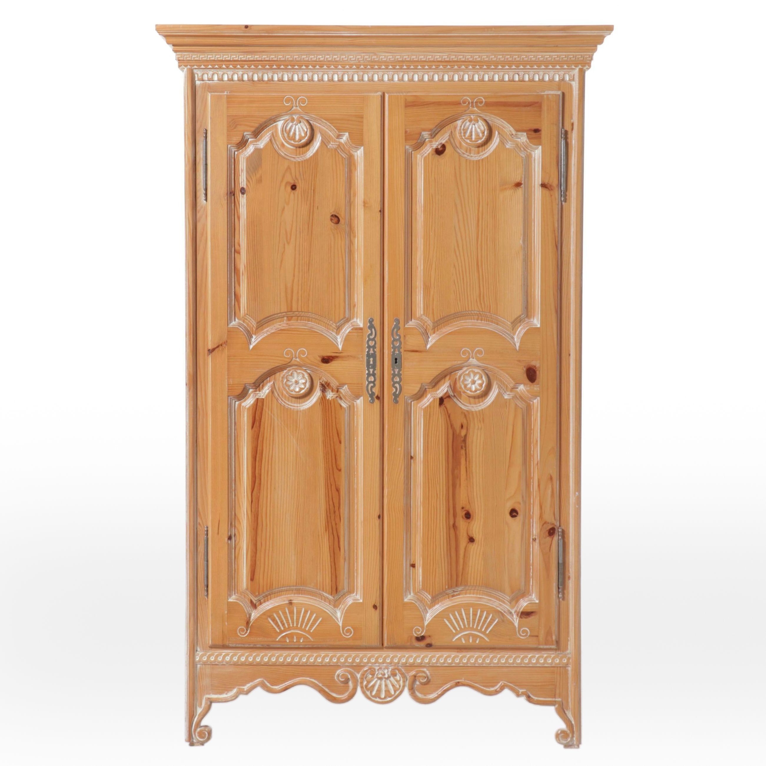 Southwestern Style Carved Pine Armoire