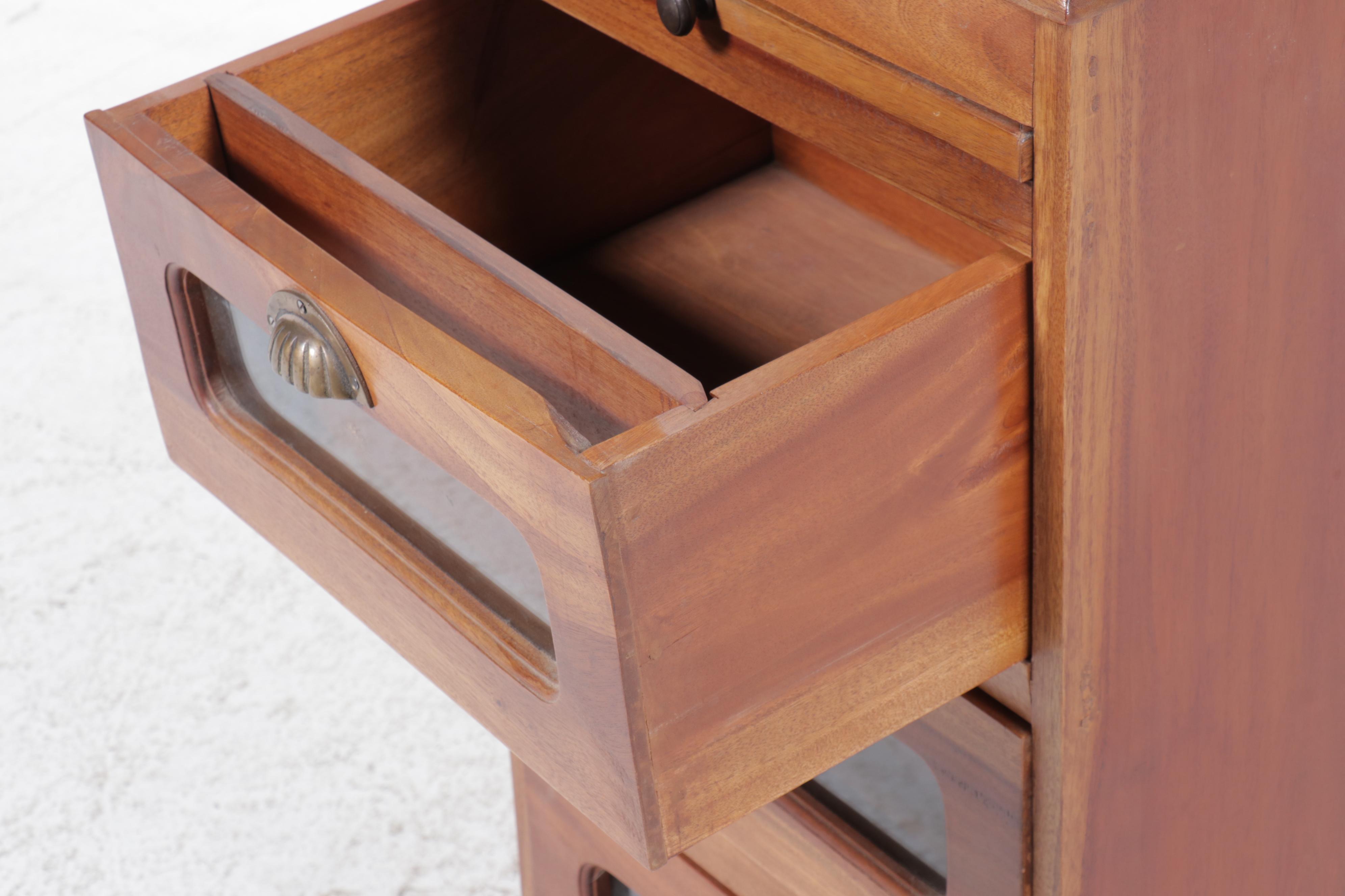 Three-Drawer Haberdasher's Chest with Glass Front Drawers