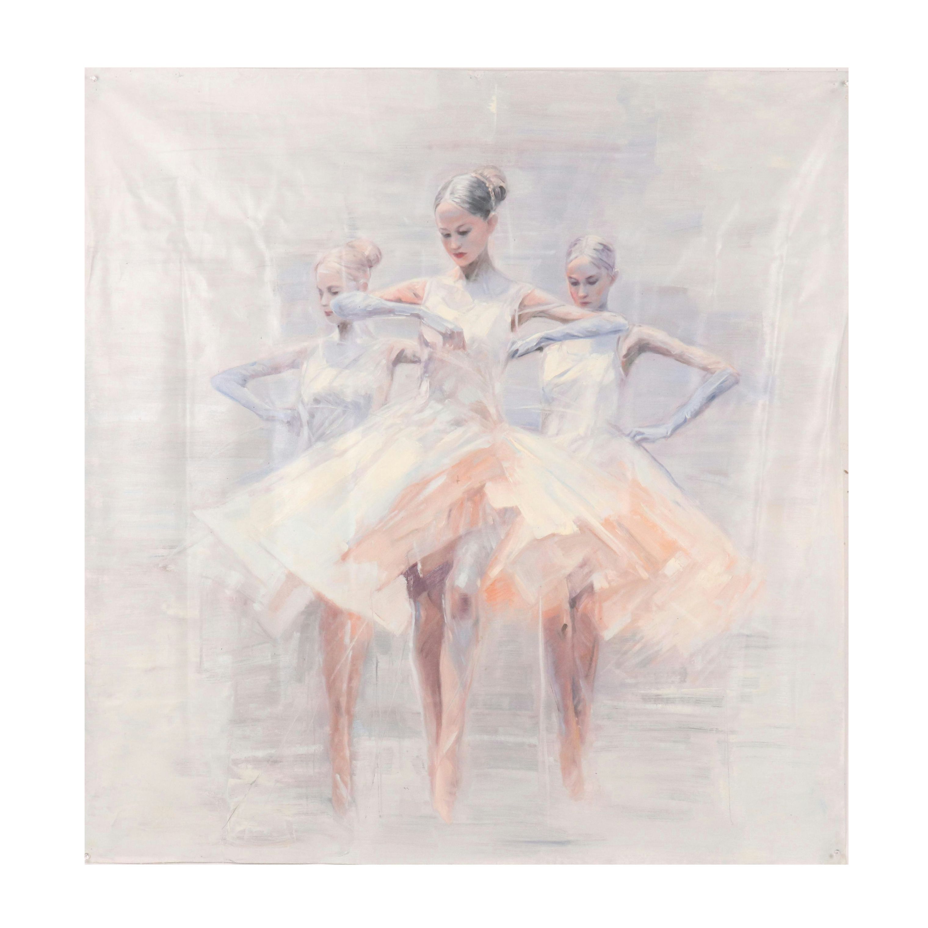 N. Ming Figural Oil Painting of Ballet Dancers, 21st Century