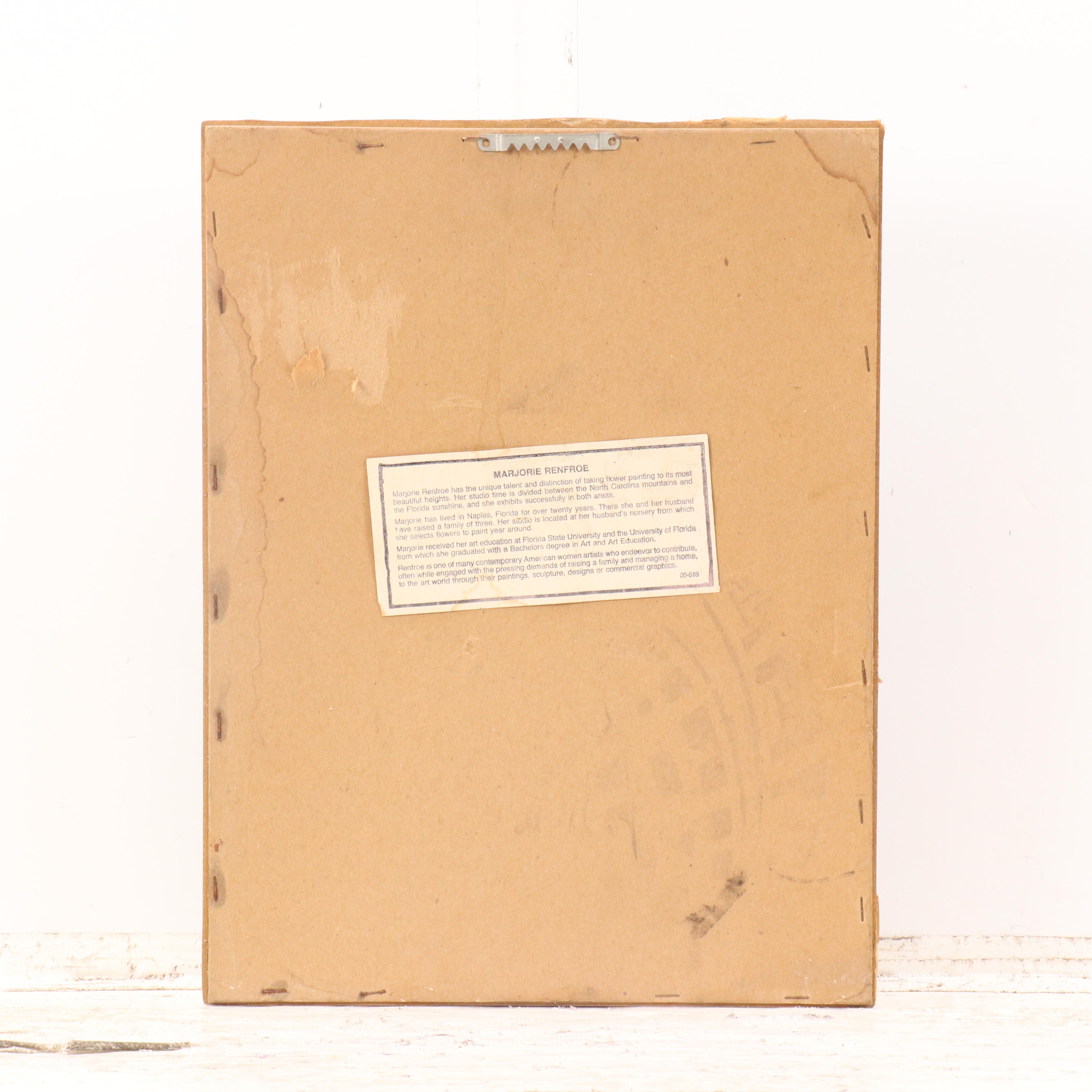 Floral Offset Lithograph "Purple Iris" After Marjorie Renfroe