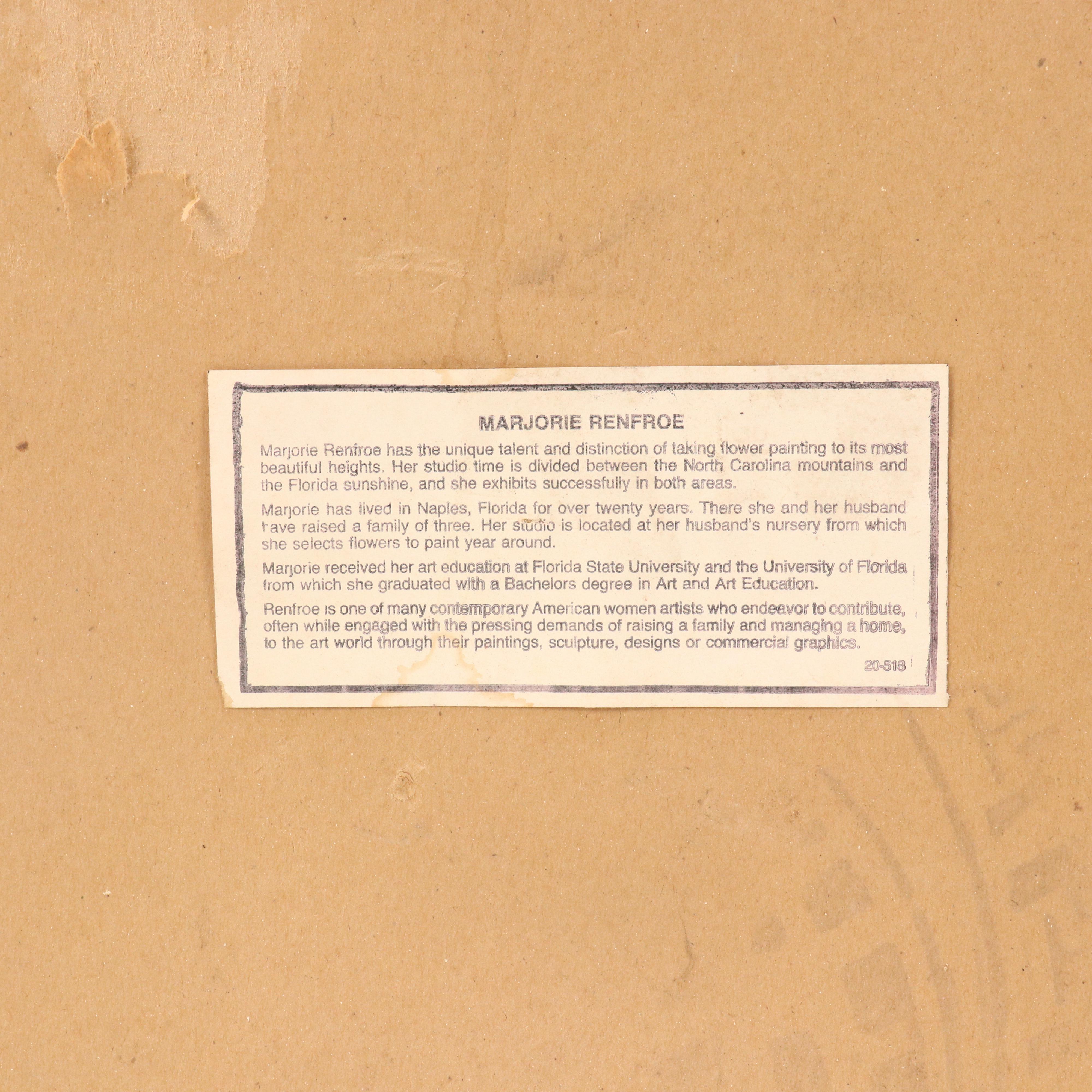 Floral Offset Lithograph "Purple Iris" After Marjorie Renfroe