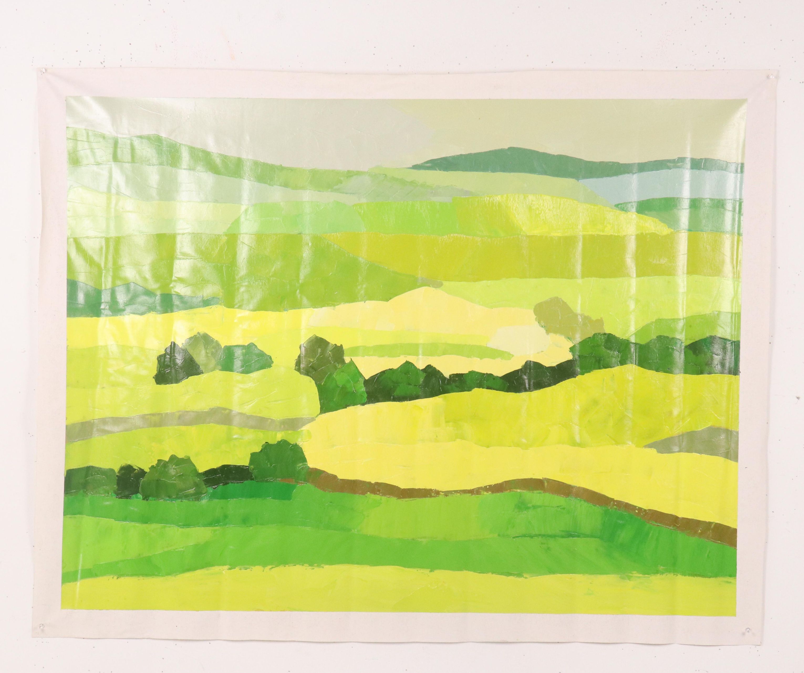 Zheng Stylized Landscape Oil Painting, 21st Century