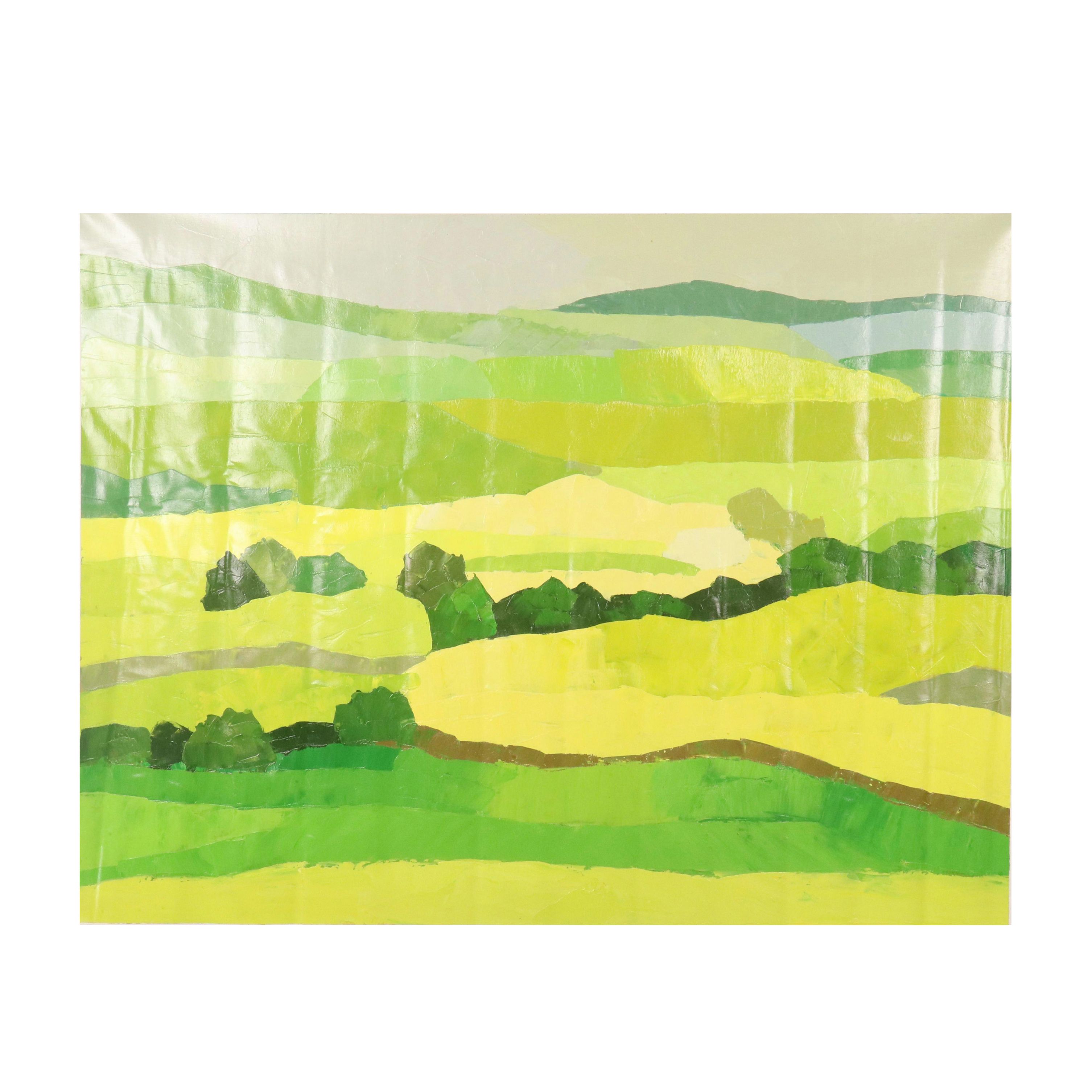 Zheng Stylized Landscape Oil Painting, 21st Century