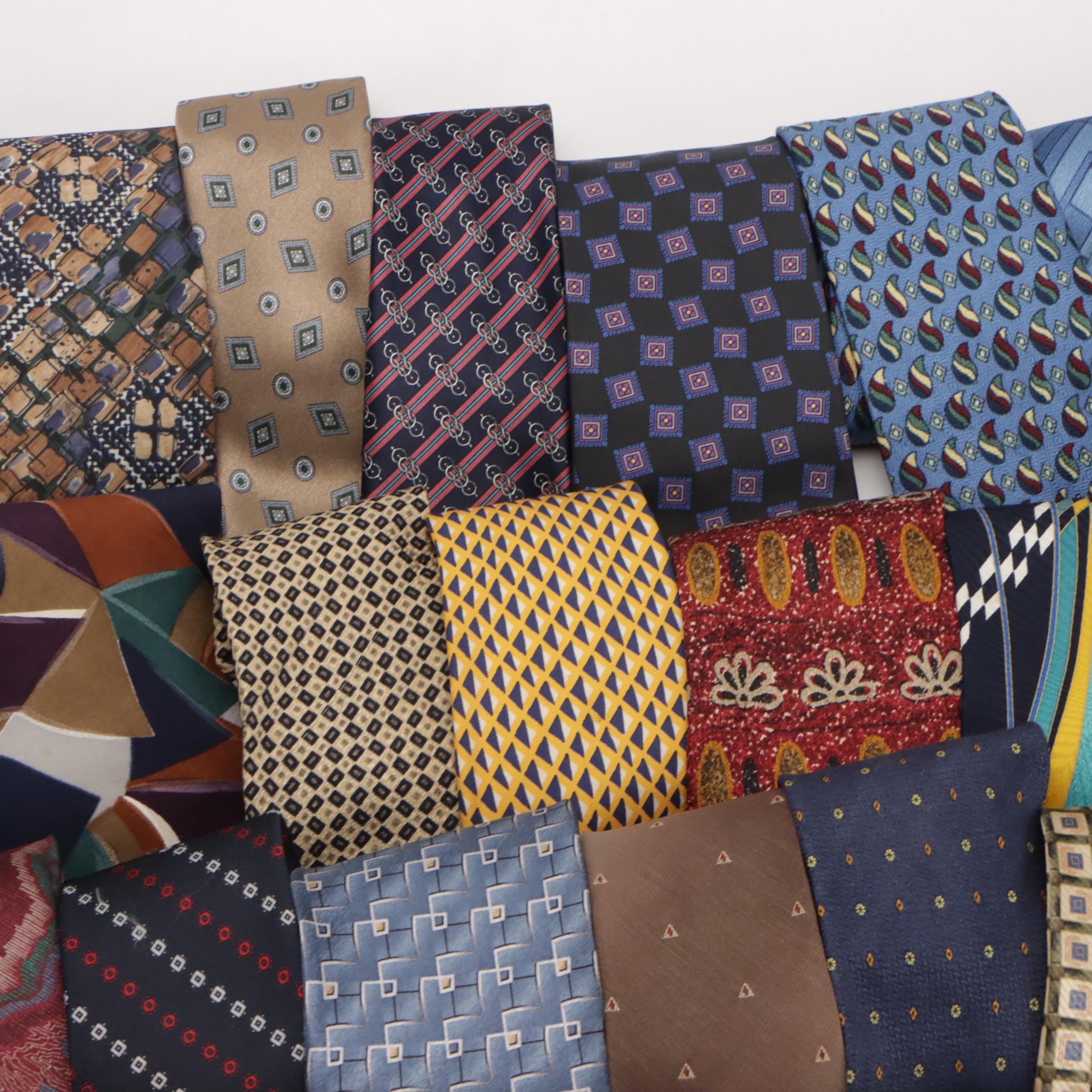 Assorted Silk Printed Neckties by Alviero Martini, Pierre Cardi with More