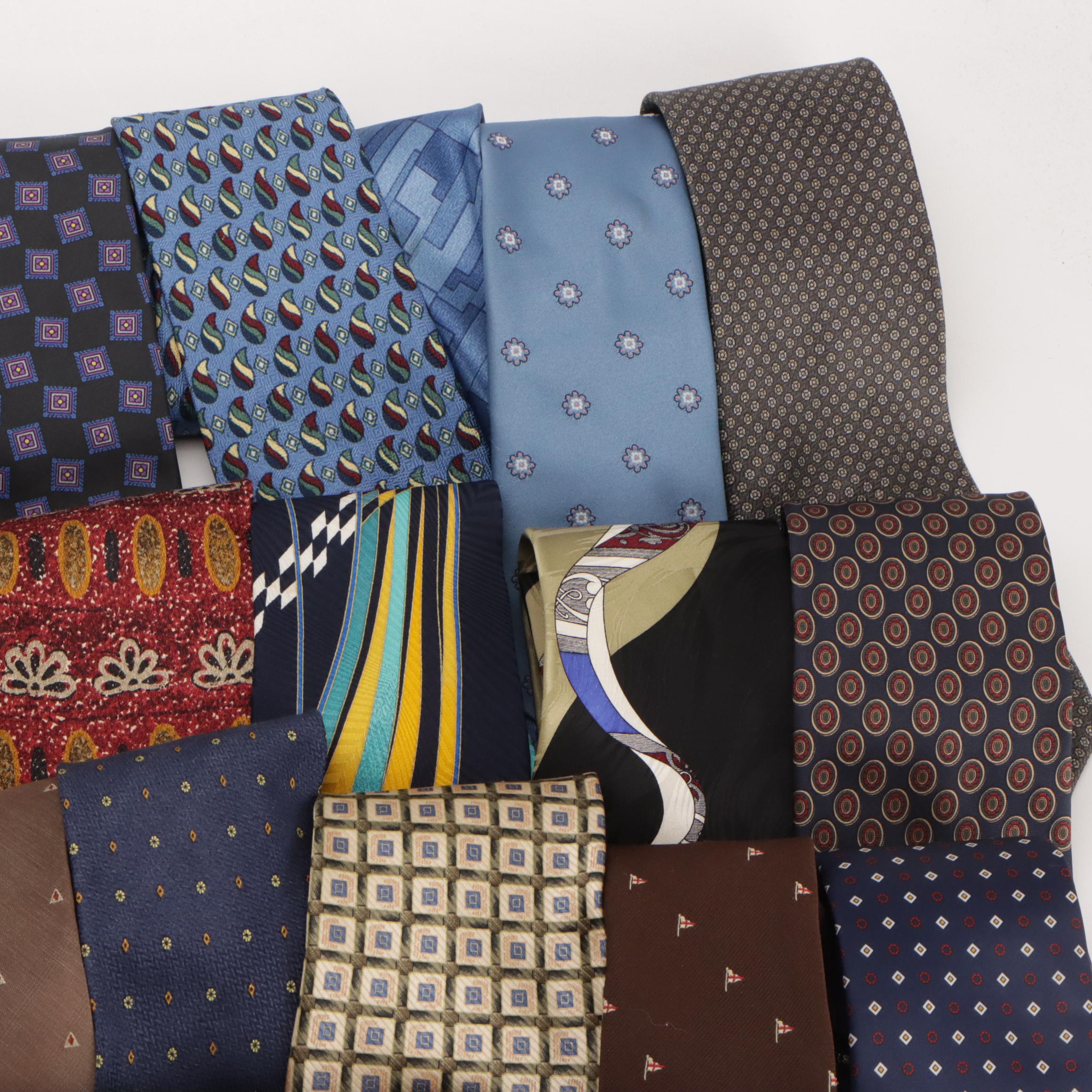 Assorted Silk Printed Neckties by Alviero Martini, Pierre Cardi with More