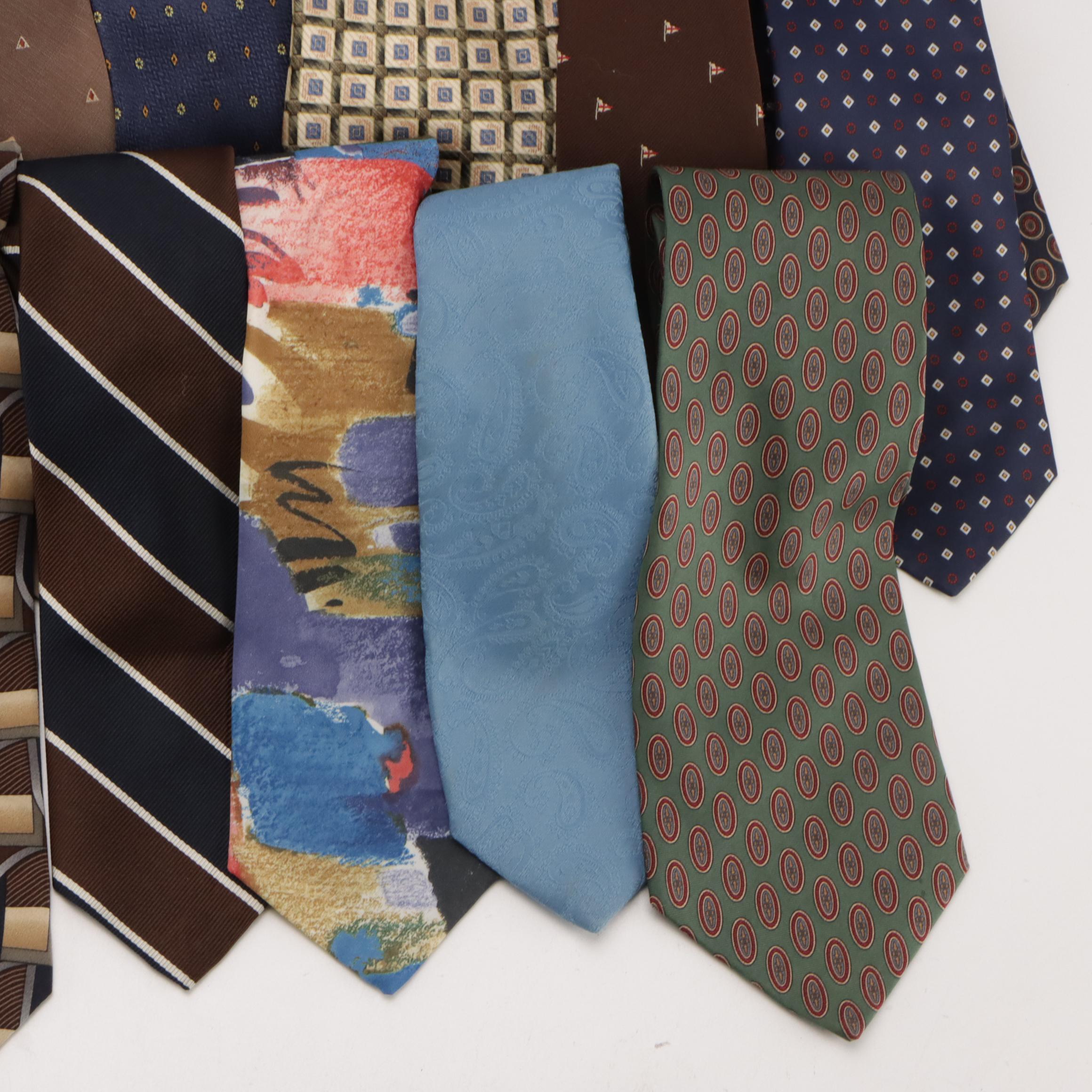 Assorted Silk Printed Neckties by Alviero Martini, Pierre Cardi with More