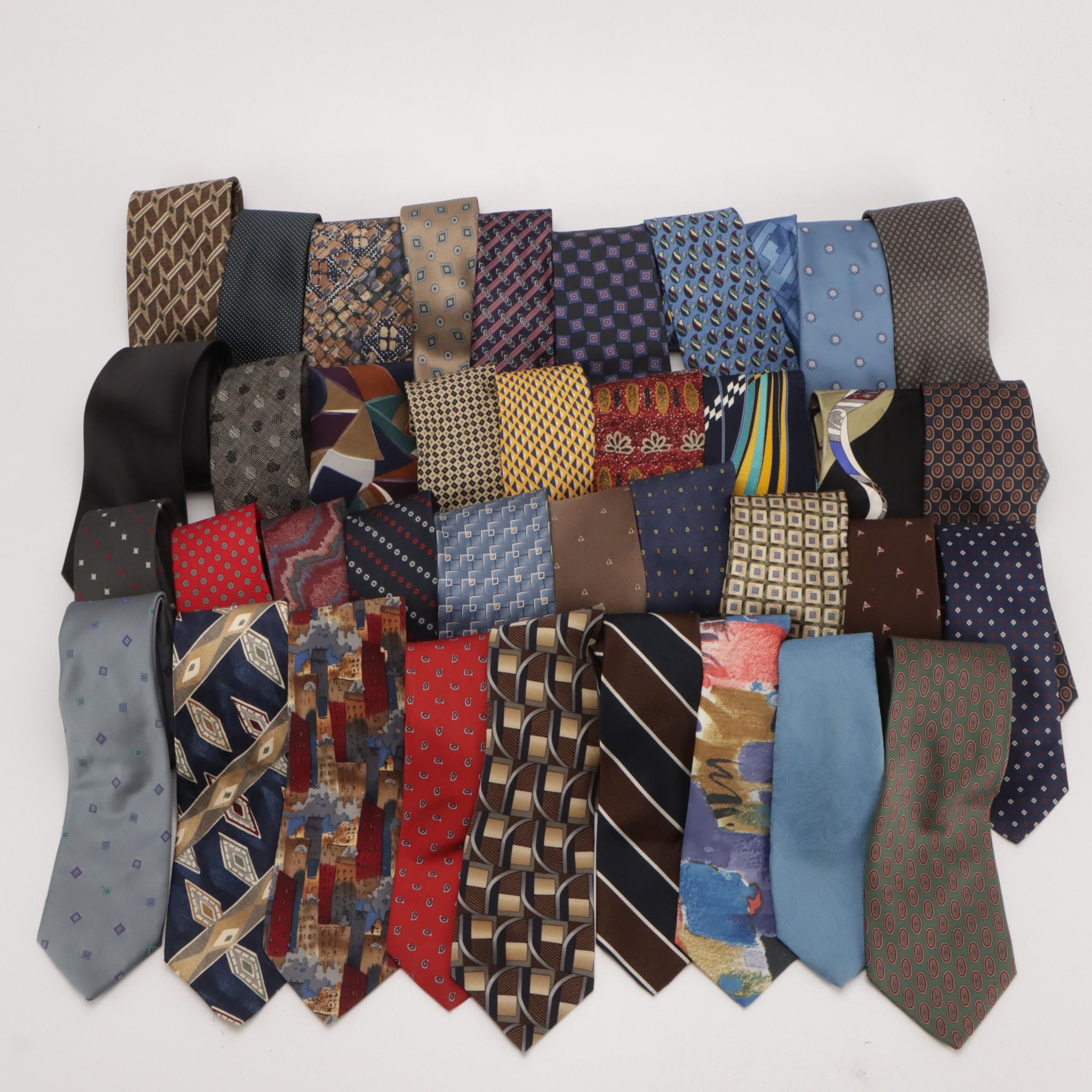 Assorted Silk Printed Neckties by Alviero Martini, Pierre Cardi with More