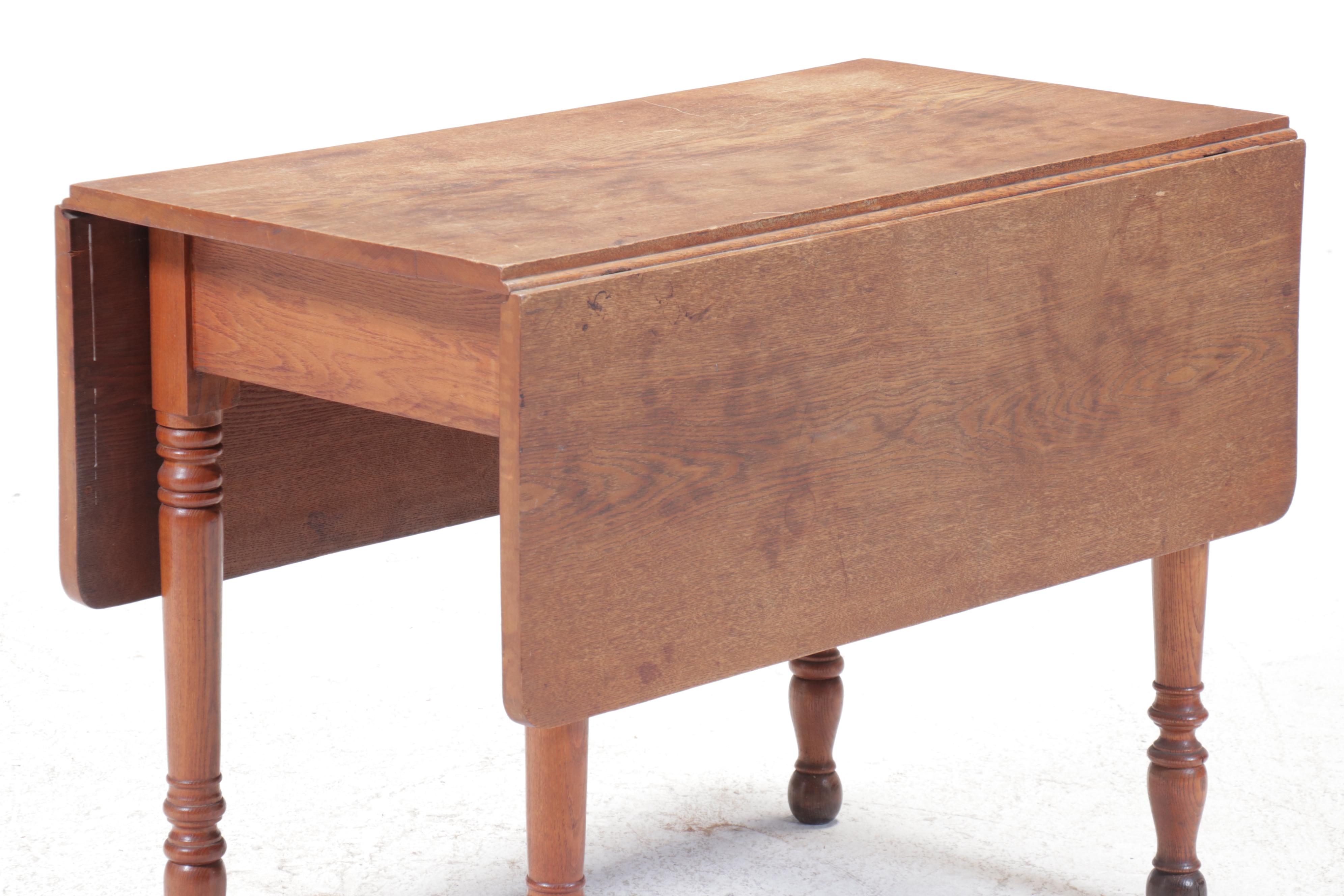 Country Sheraton Oak Drop-Leaf Table, Late 19th/Early 20th Century