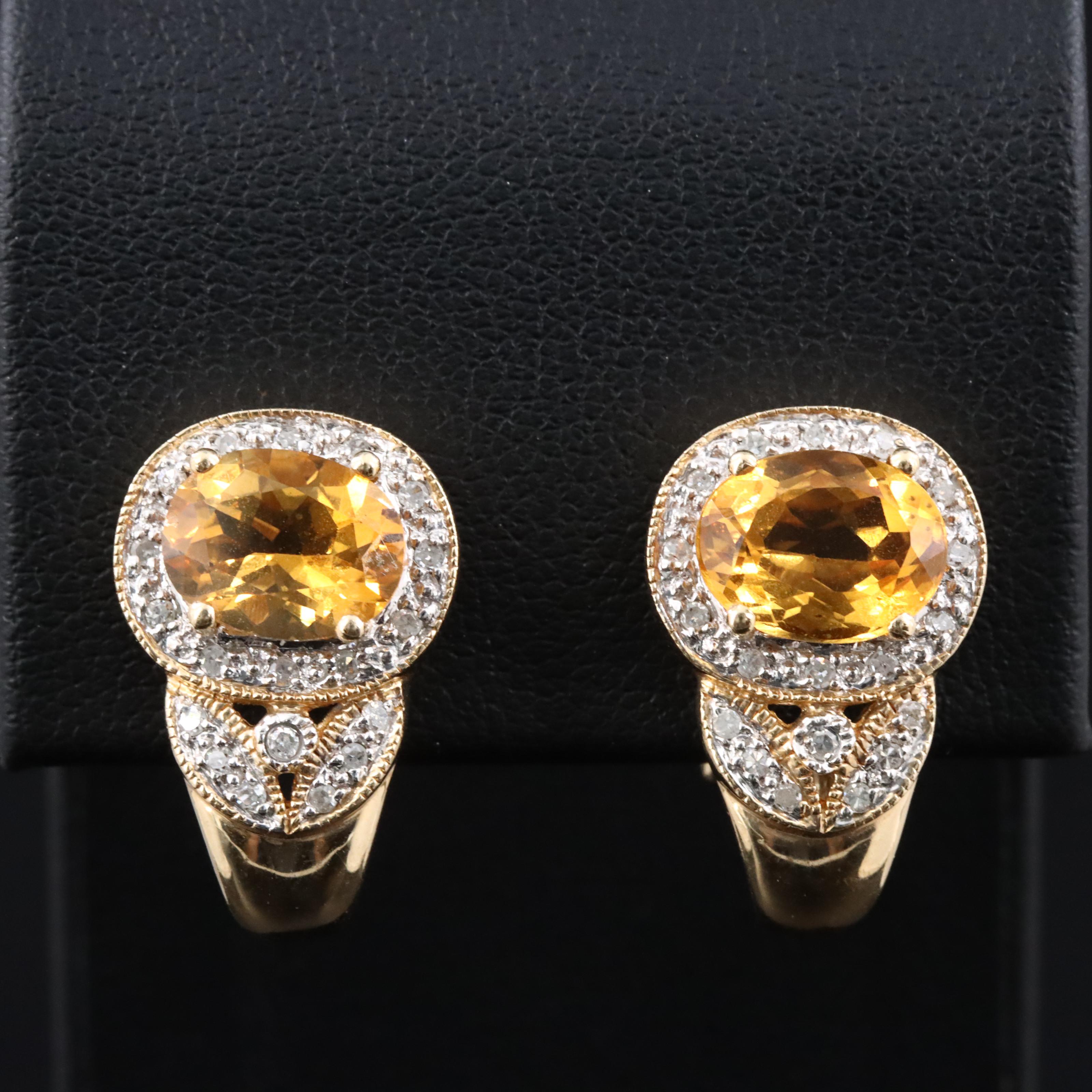 14K Citrine and Diamond Earrings
