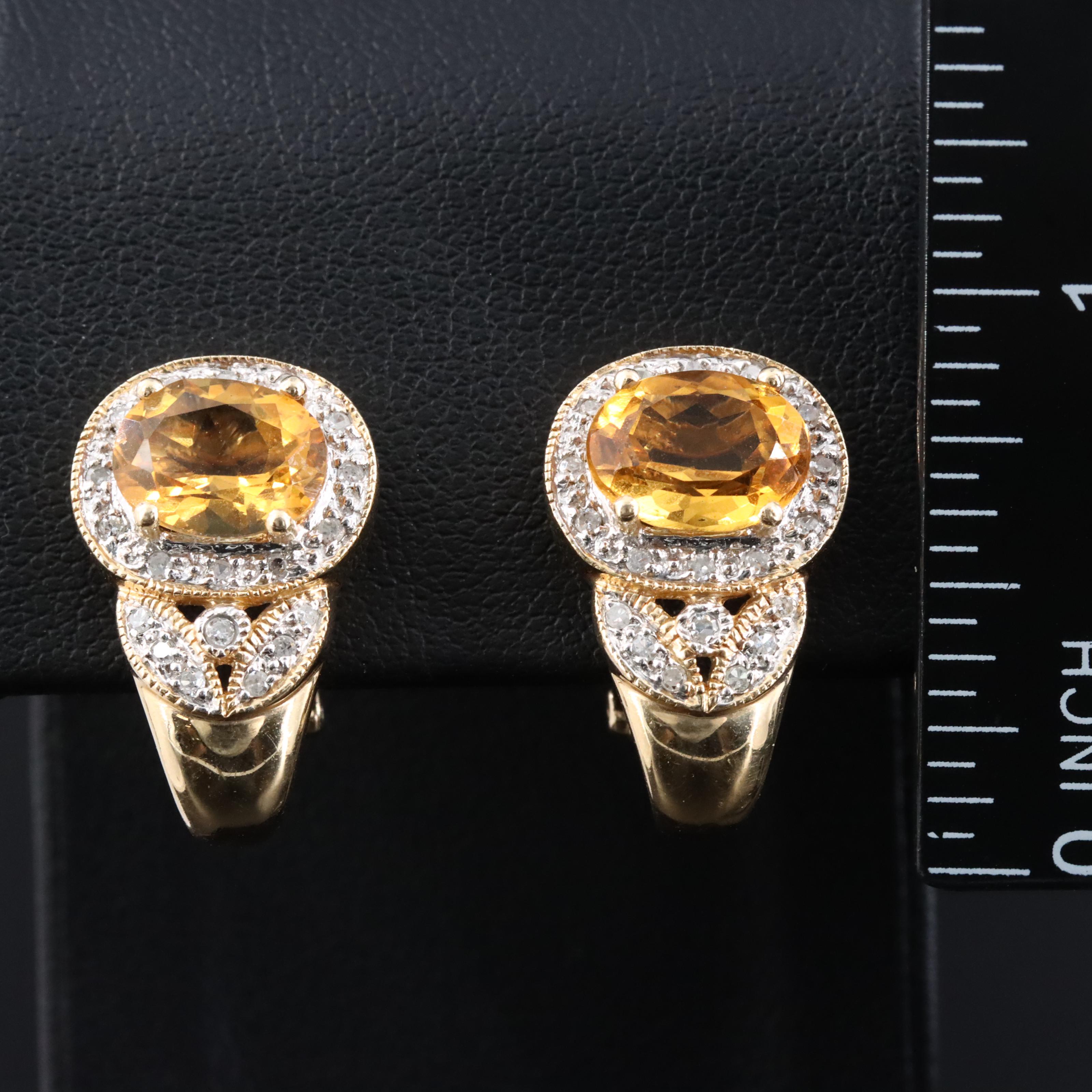 14K Citrine and Diamond Earrings