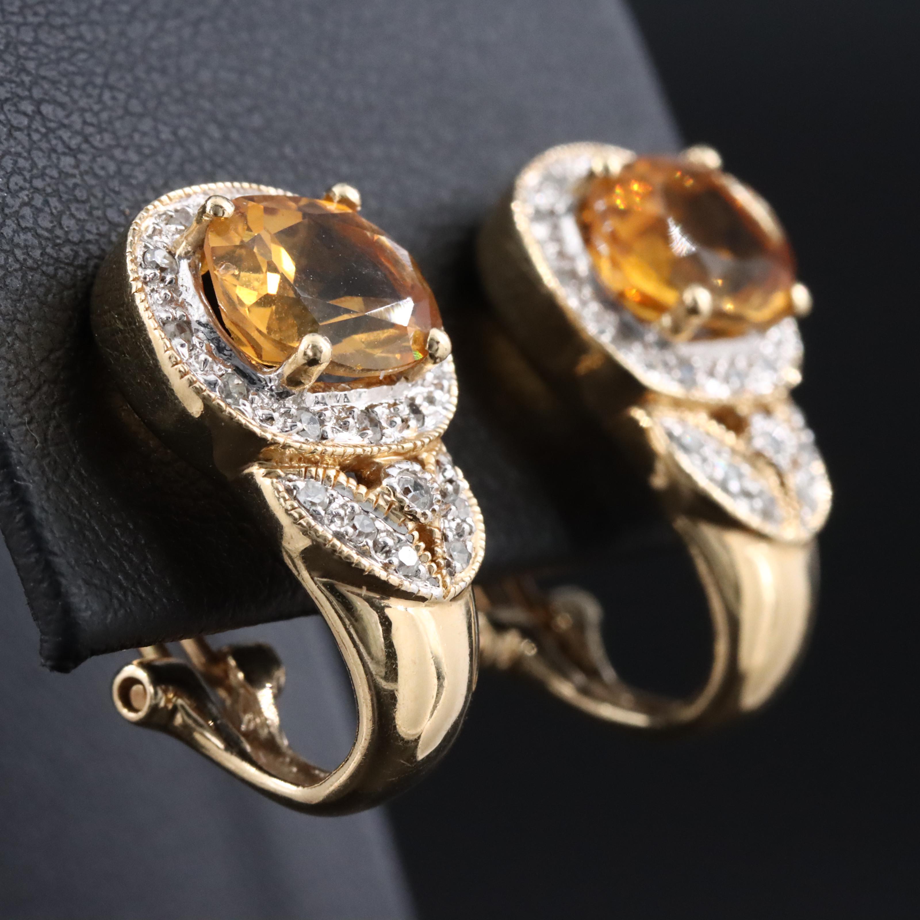 14K Citrine and Diamond Earrings