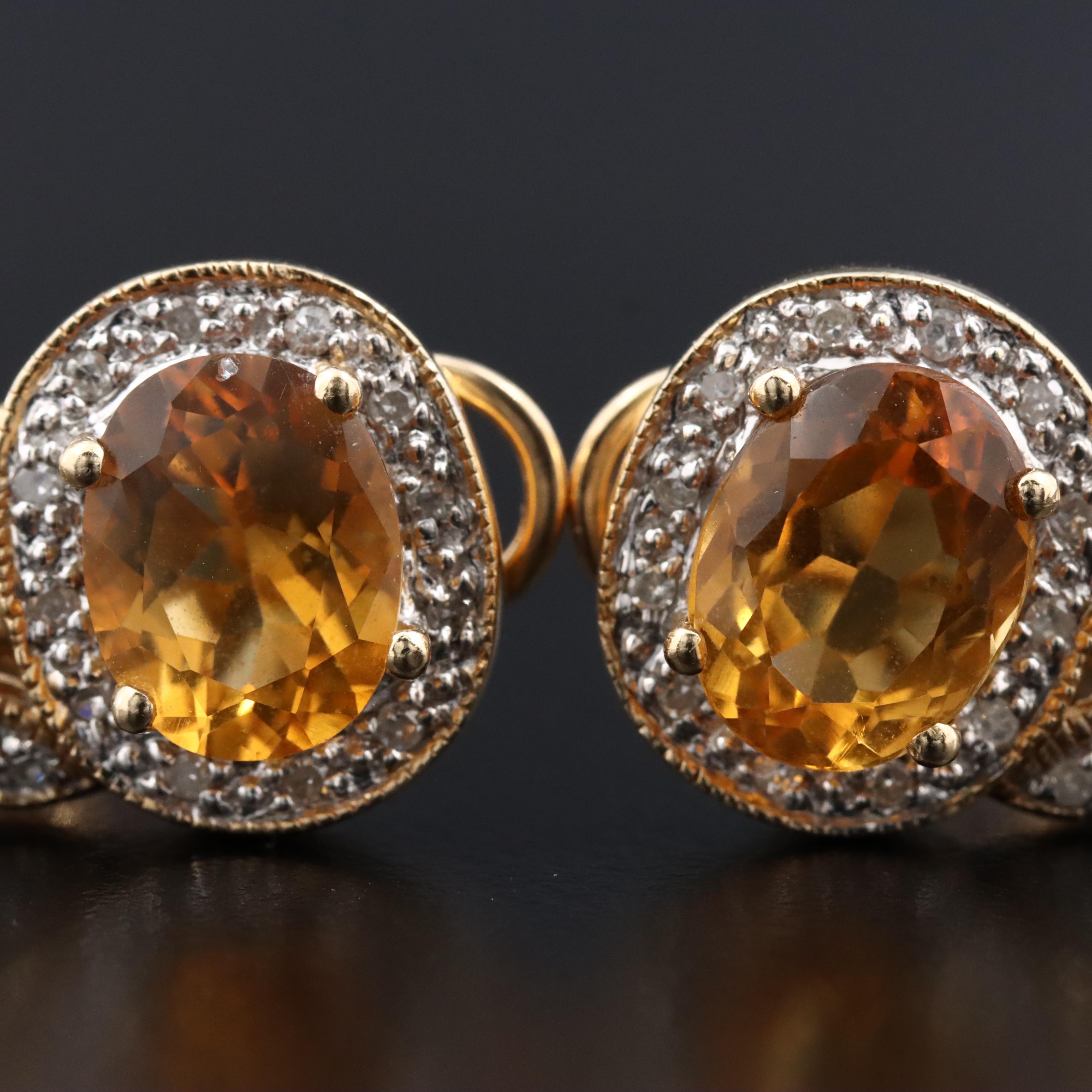 14K Citrine and Diamond Earrings