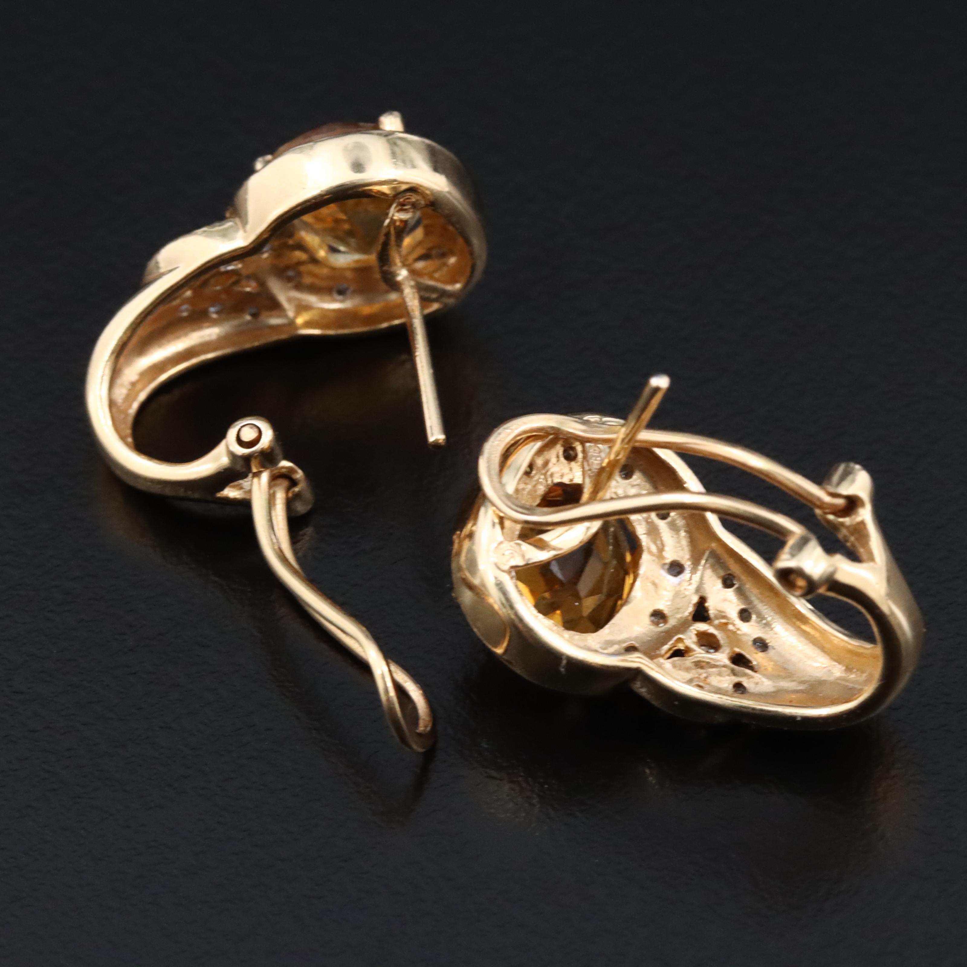 14K Citrine and Diamond Earrings