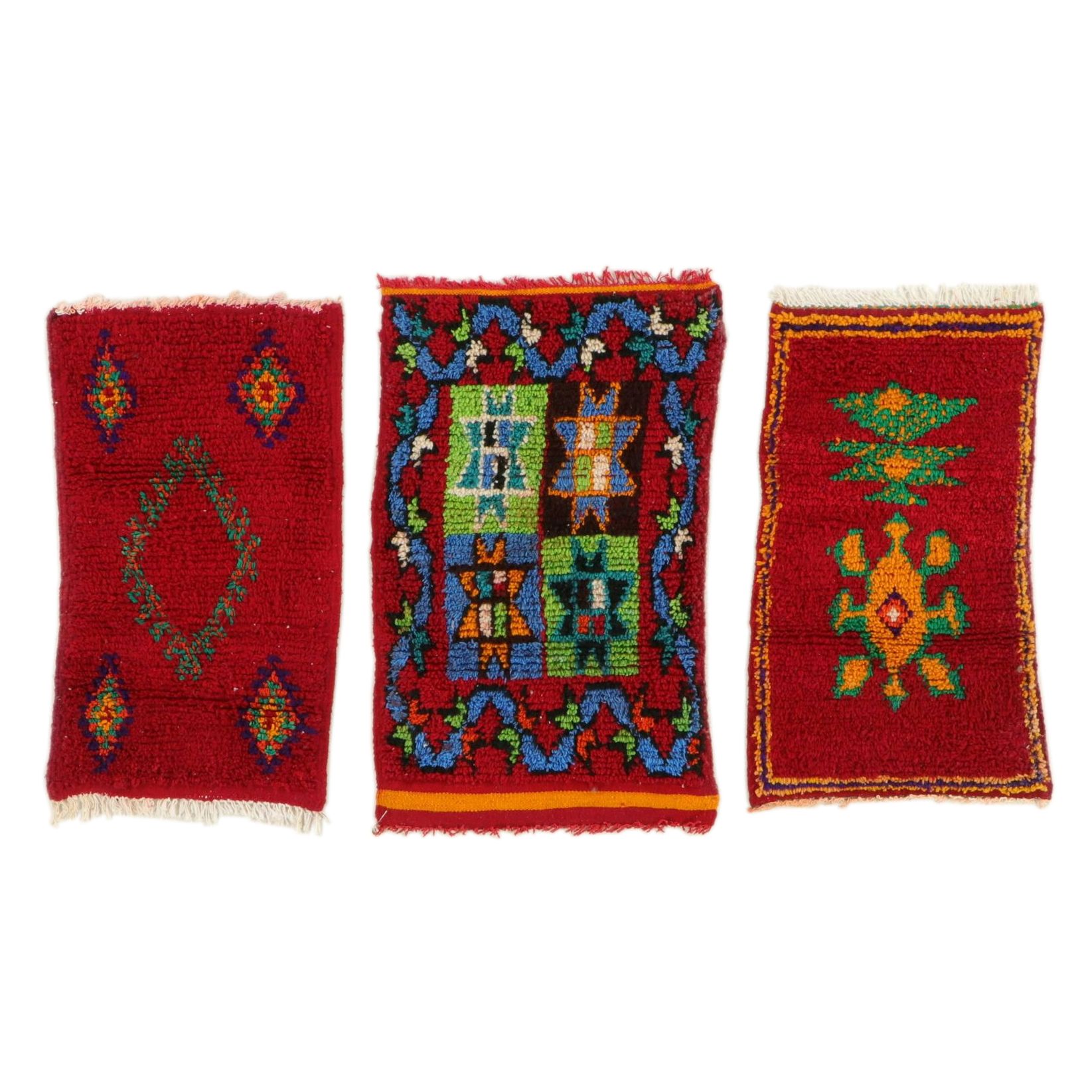 Three Hand-Knotted Moroccan Berber Accent Rugs
