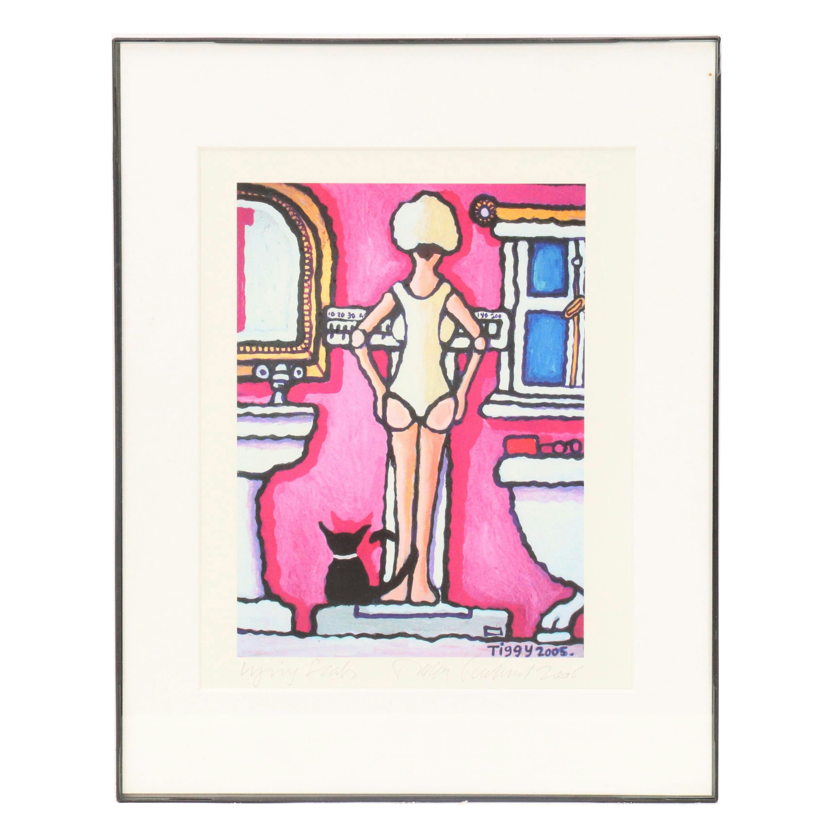 Tiggy Ticehurst Pop Art Giclée of Woman on Bathroom Scale