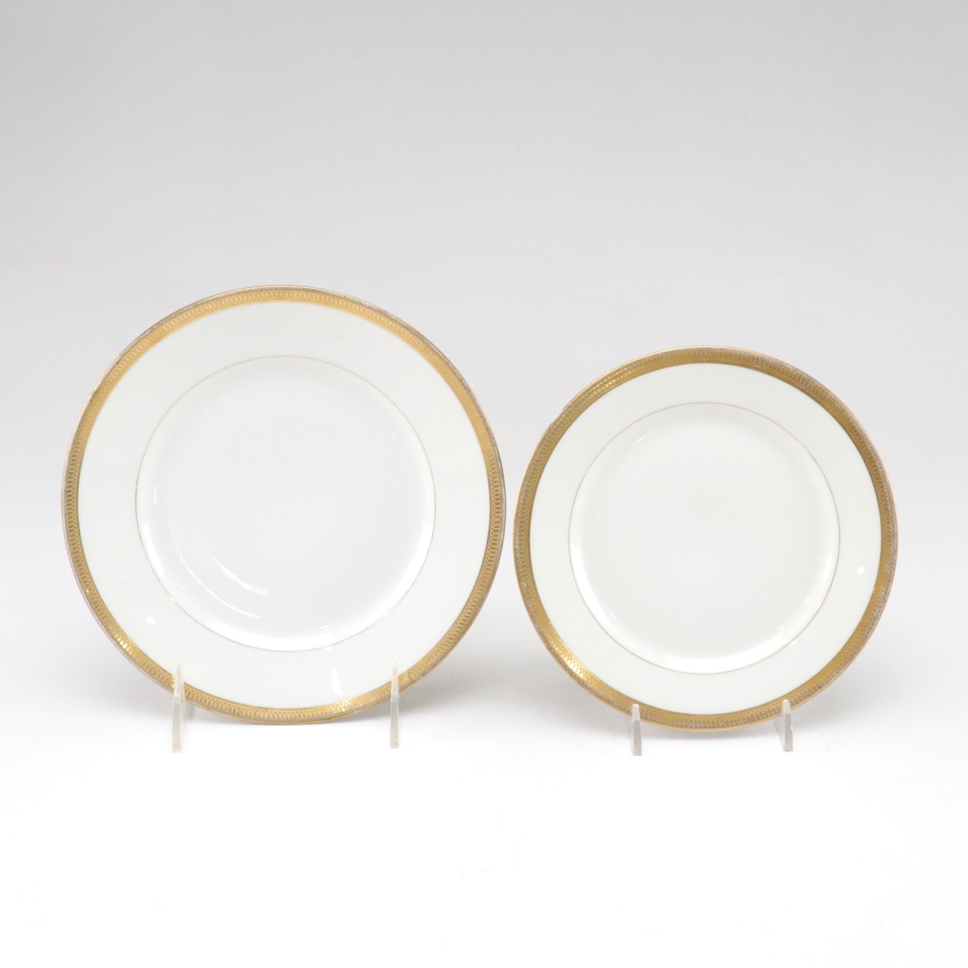 Gilt-Rimmed Limoges Porcelain Serving Tray, Plates & More