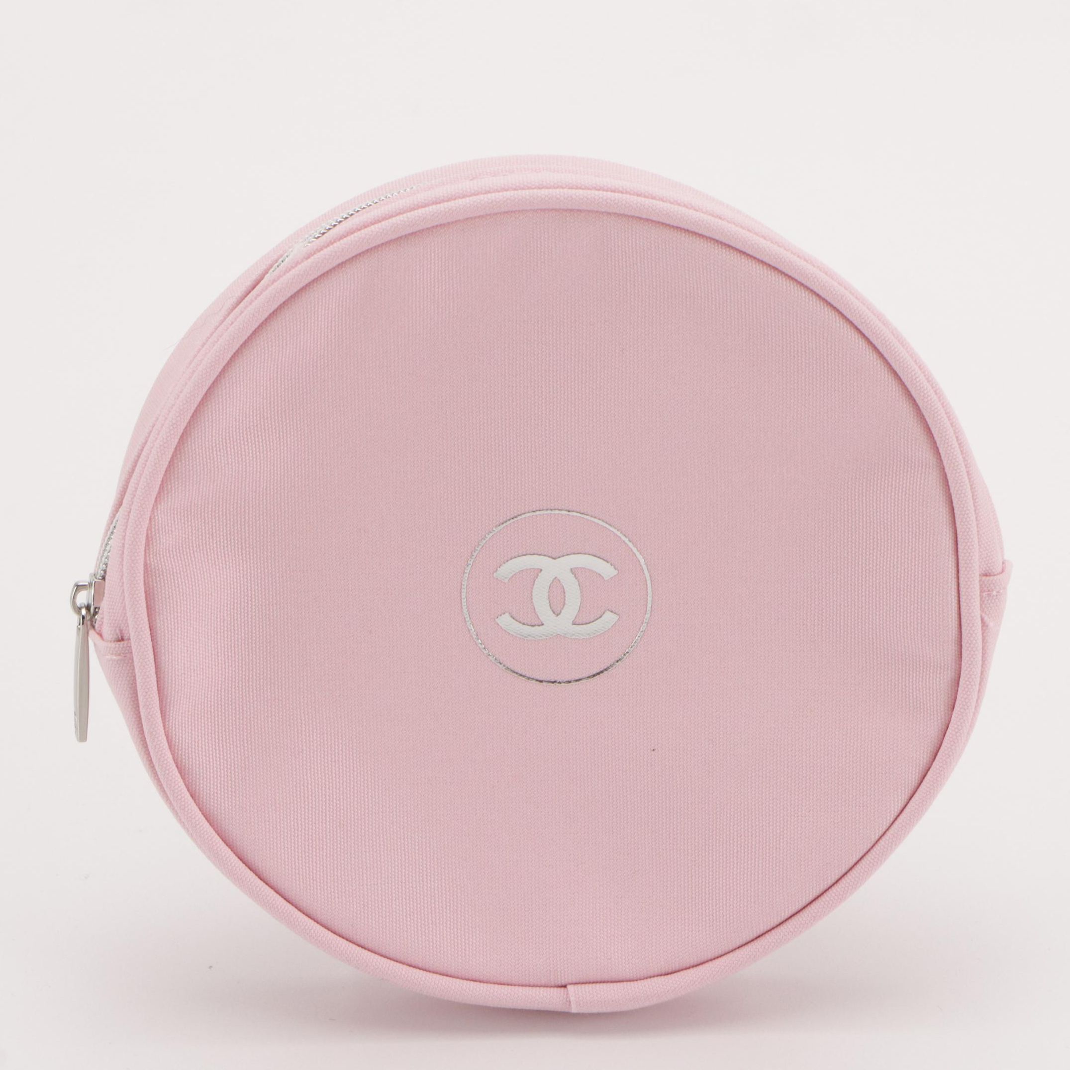Chanel Beauté Round Zip Pouch in Pink Cotton