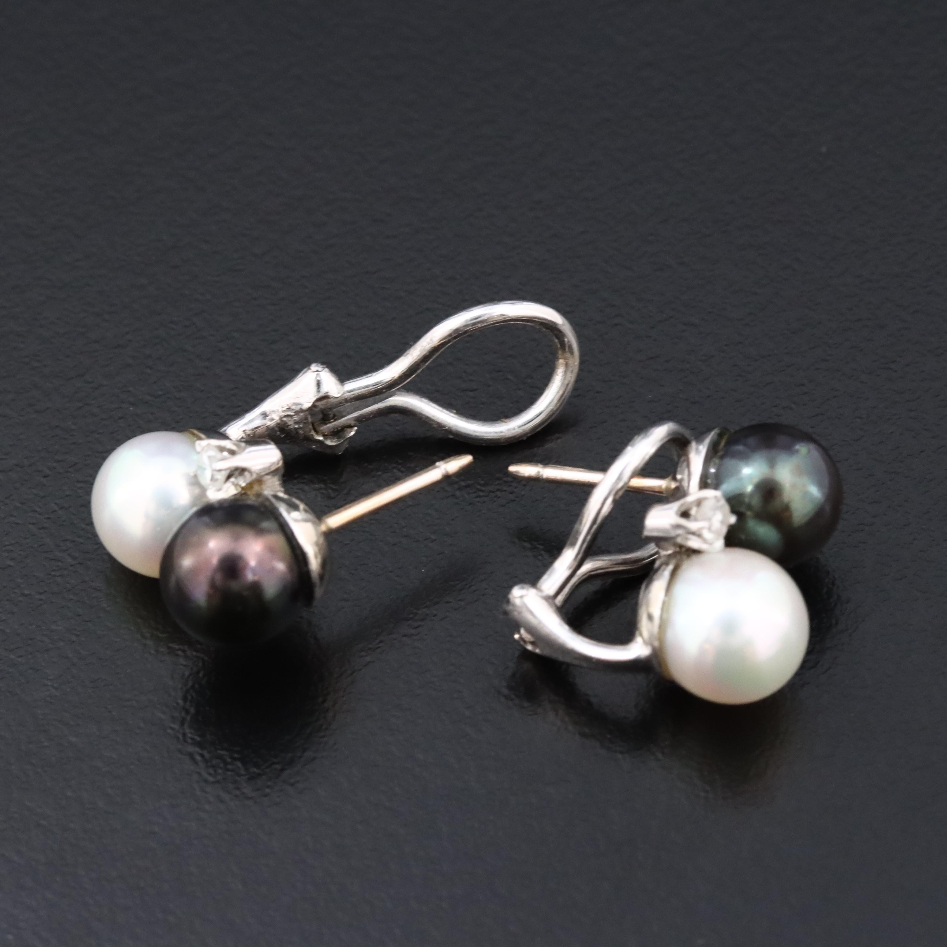 14K Pearl and Diamond Earrings