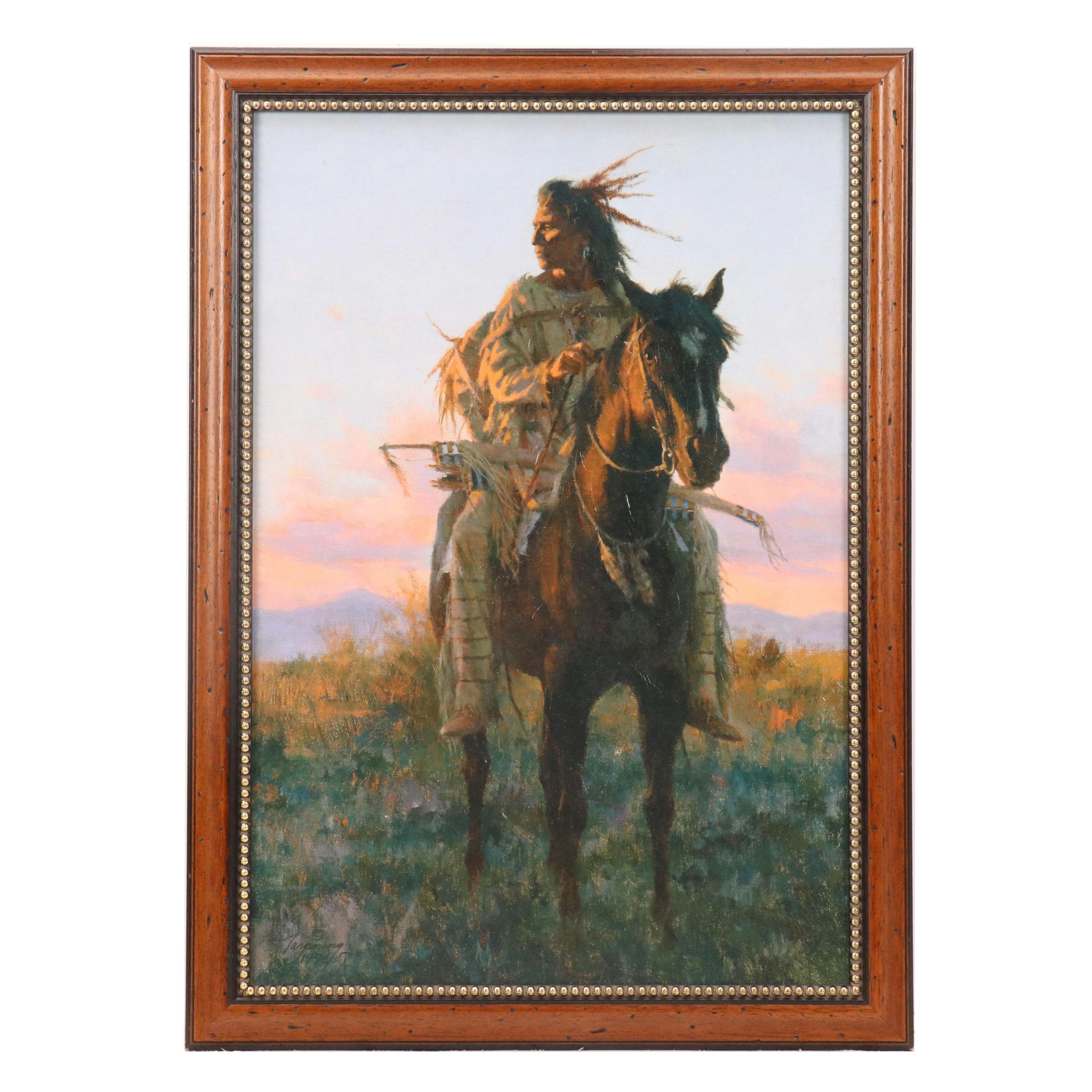 Southwest Offset Lithograph "Last Rays of Sun" After Howard Terpning