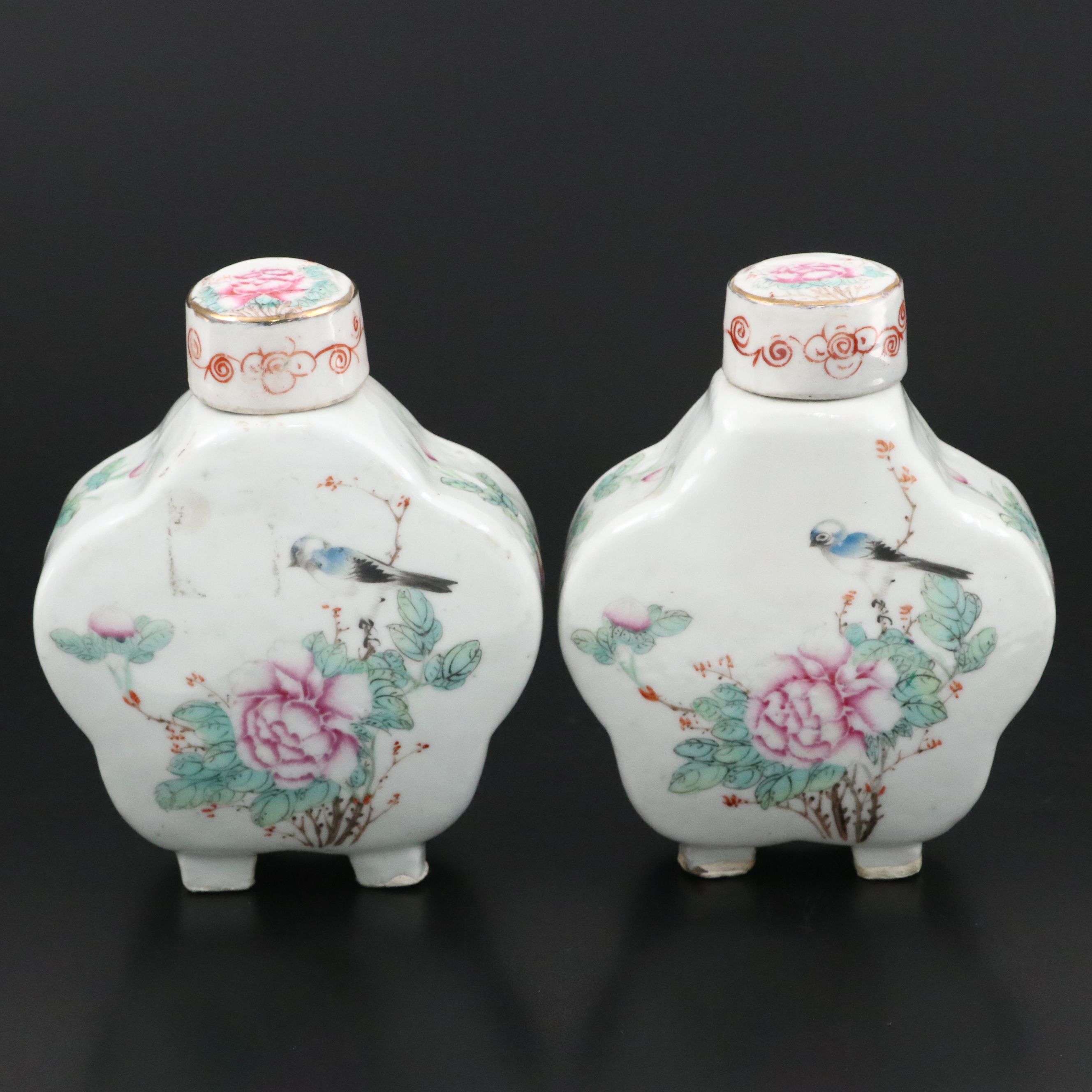 Antique Famille Rose Porcelain Lidded Jars